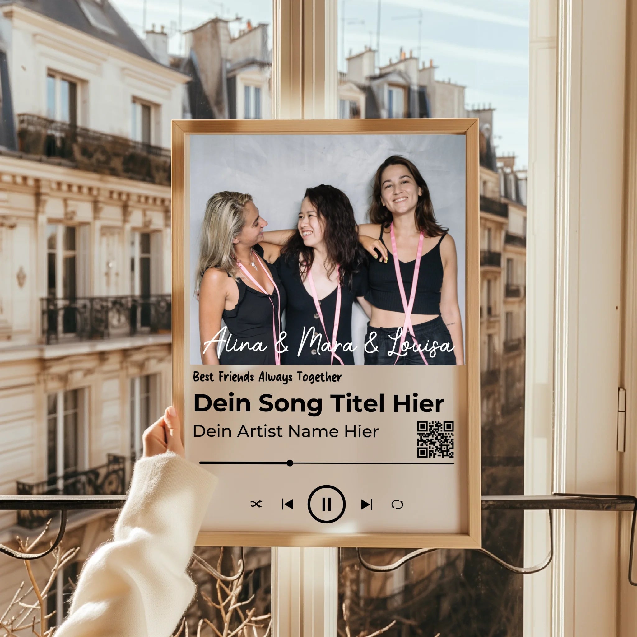 3 Freunde Mädchen Musikposter mit Foto personalisiert - Prinolla