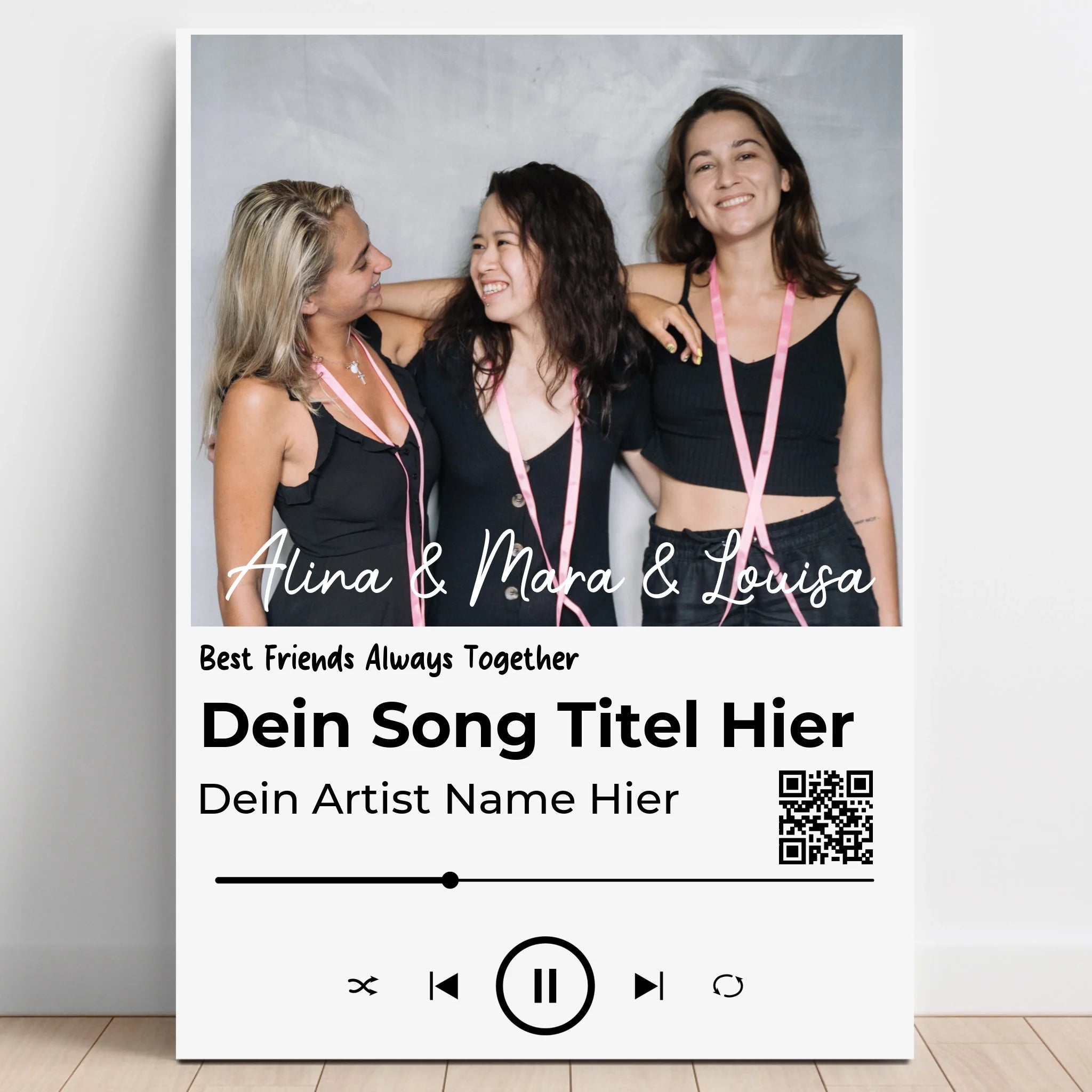 3 Freunde Mädchen Musikposter mit Foto personalisiert - Prinolla