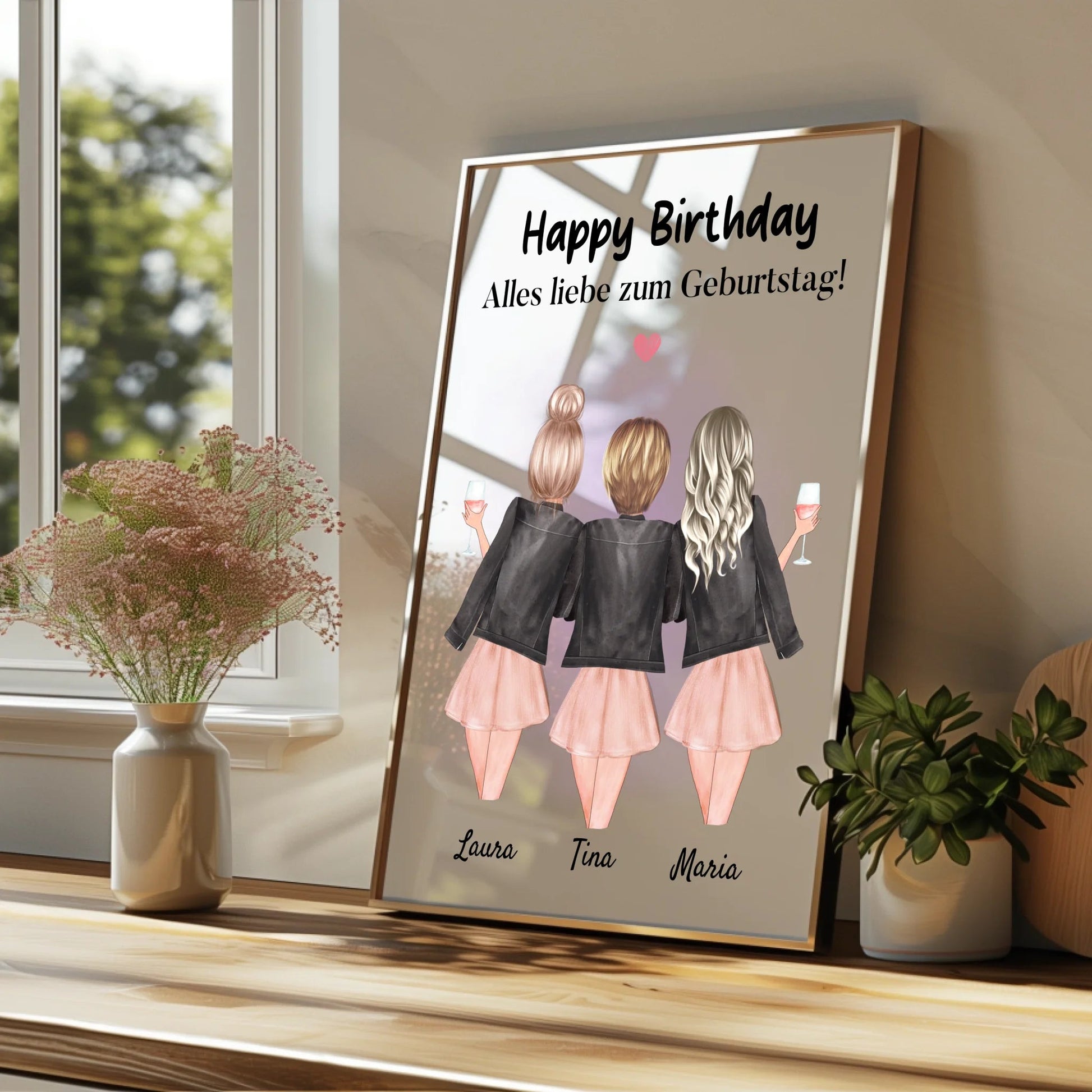 3 Freundinnen Geburtstagsgeschenk Bild gestalten - Prinolla
