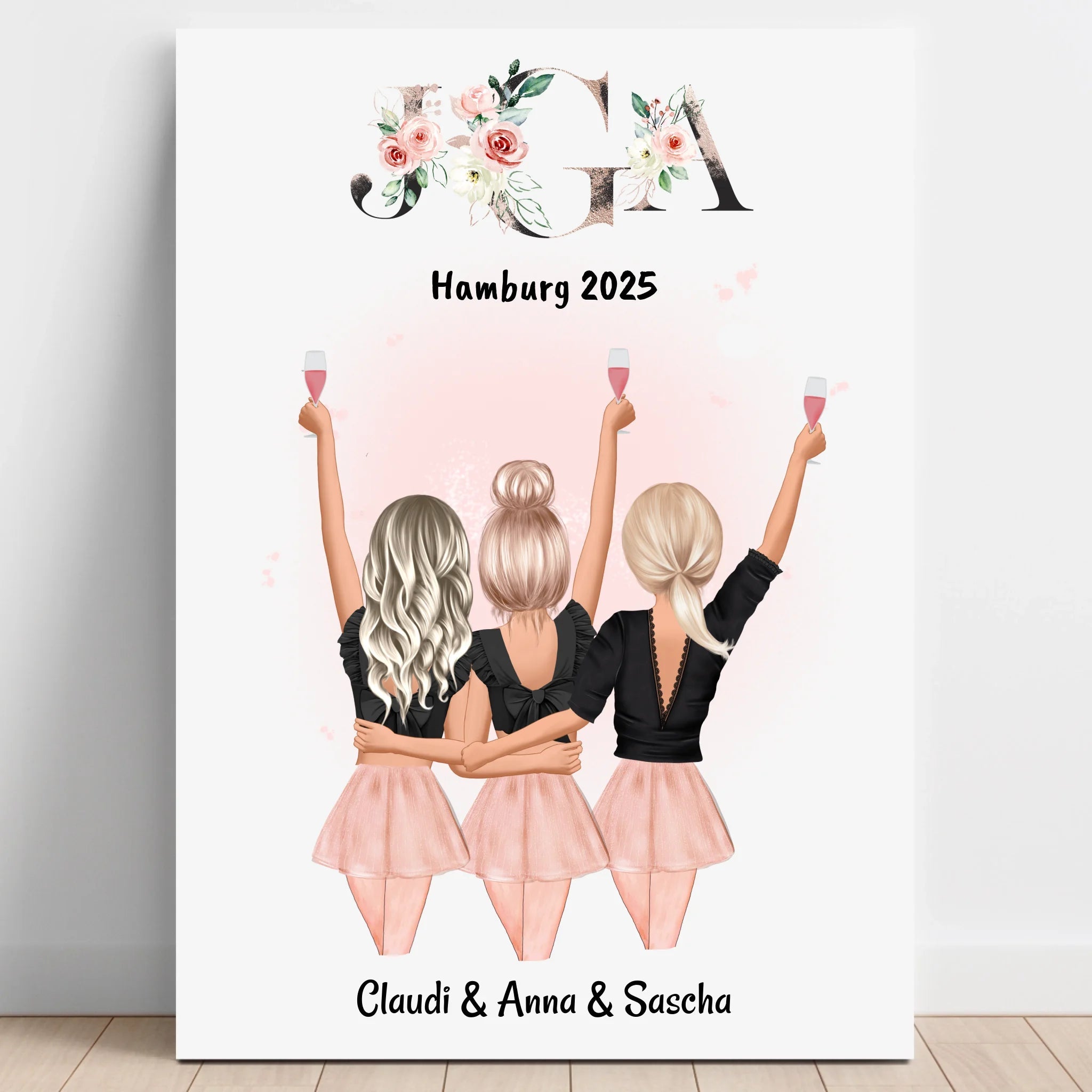 3 Freundinnen JGA Junggesellinnenabschied Bild gestalten - Prinolla