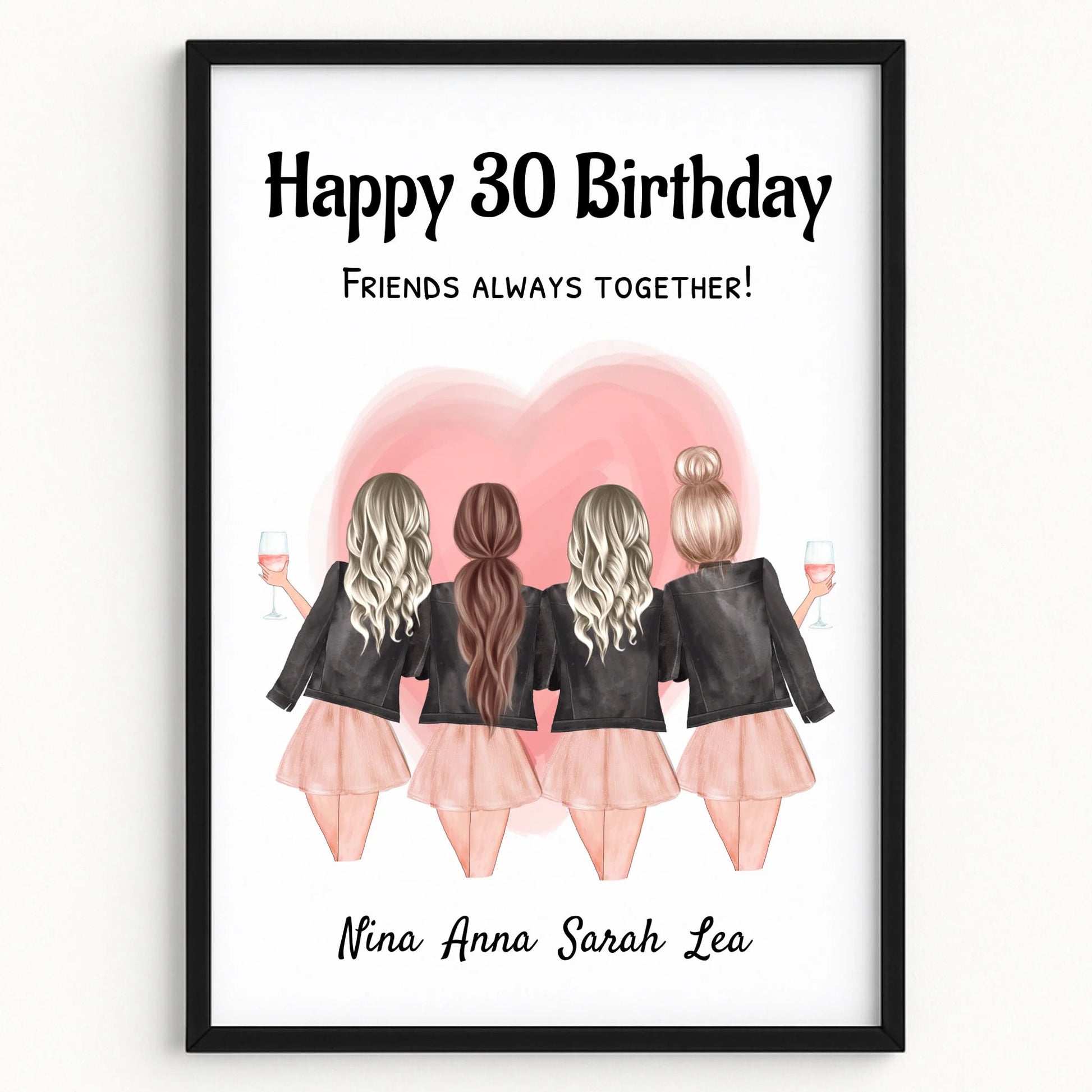 4 beste Freunde Frauen Bild Geburtstagsgeschenk selber gestalten - Prinolla