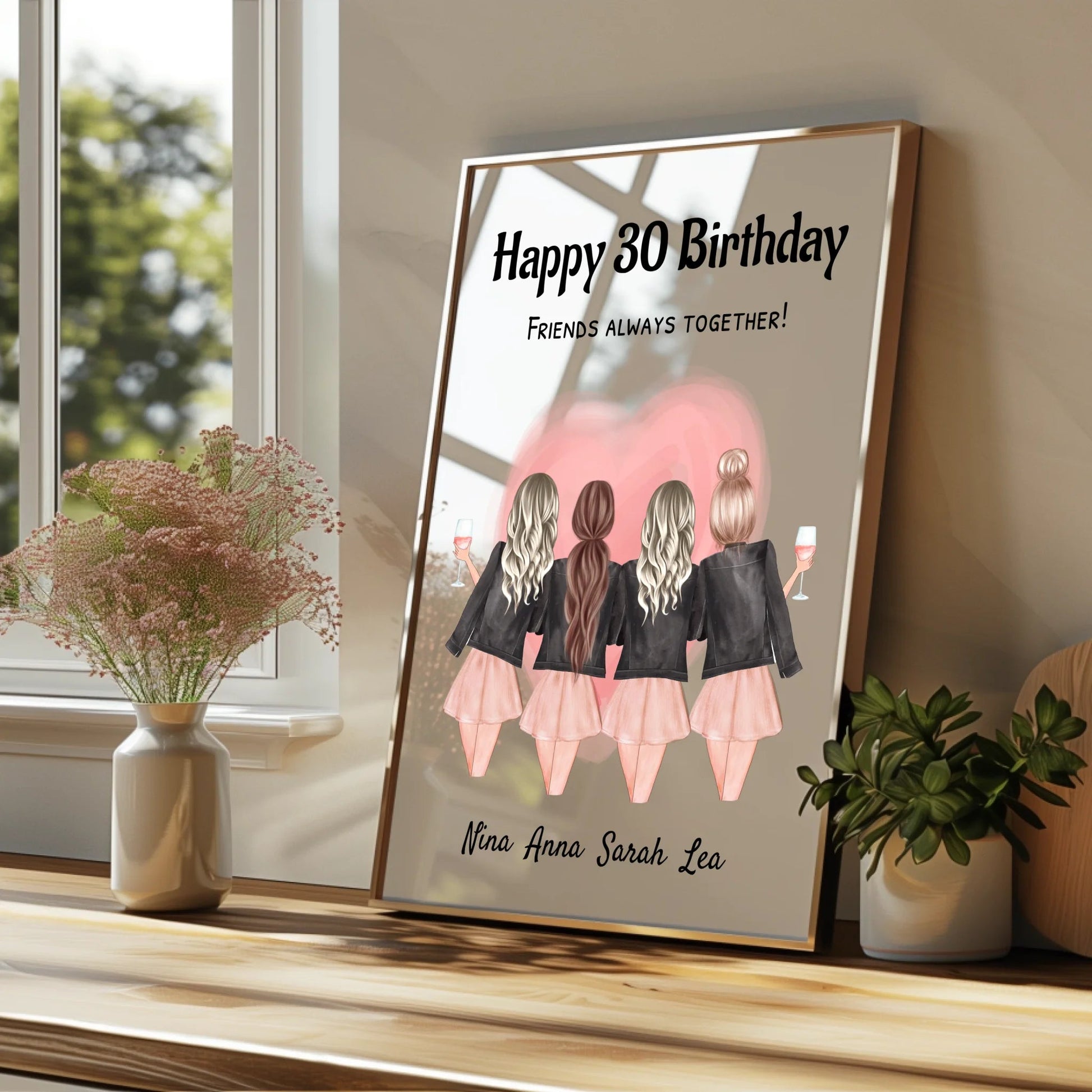 4 beste Freunde Frauen Bild Geburtstagsgeschenk selber gestalten - Prinolla