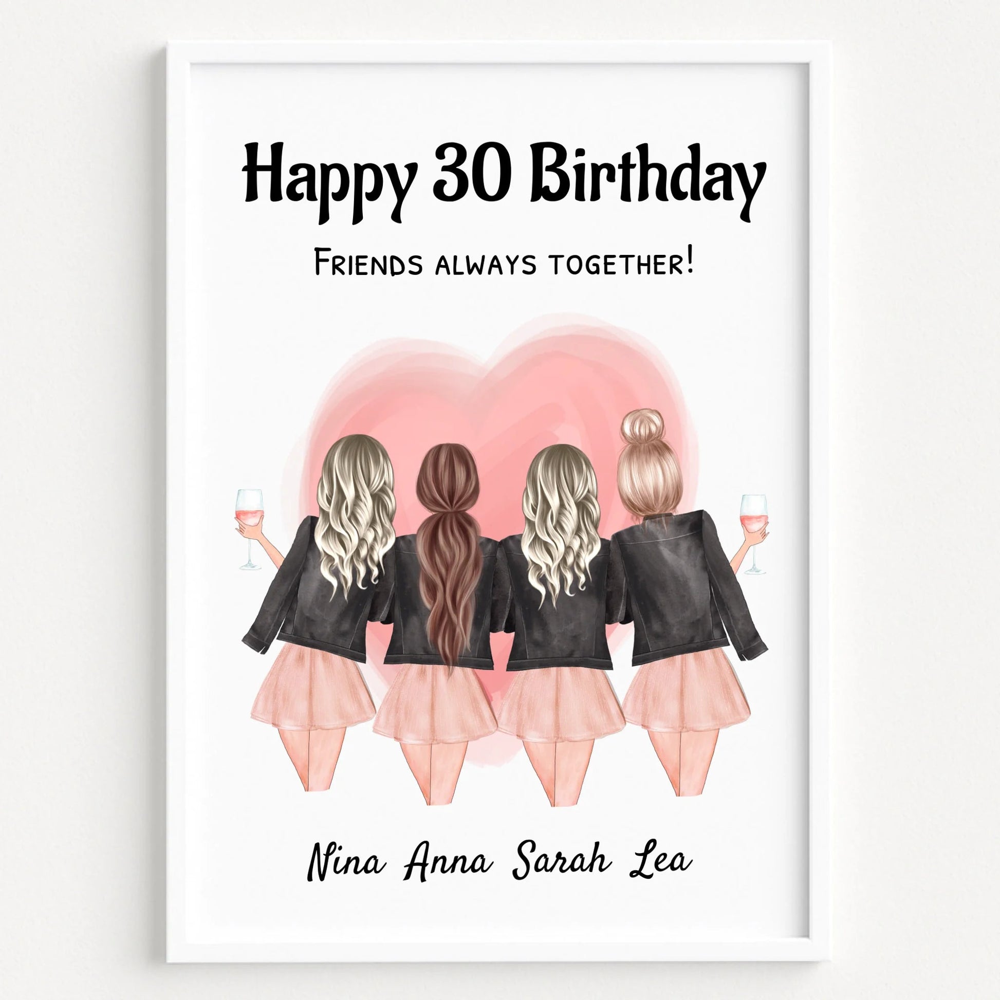 4 beste Freunde Frauen Bild Geburtstagsgeschenk selber gestalten - Prinolla