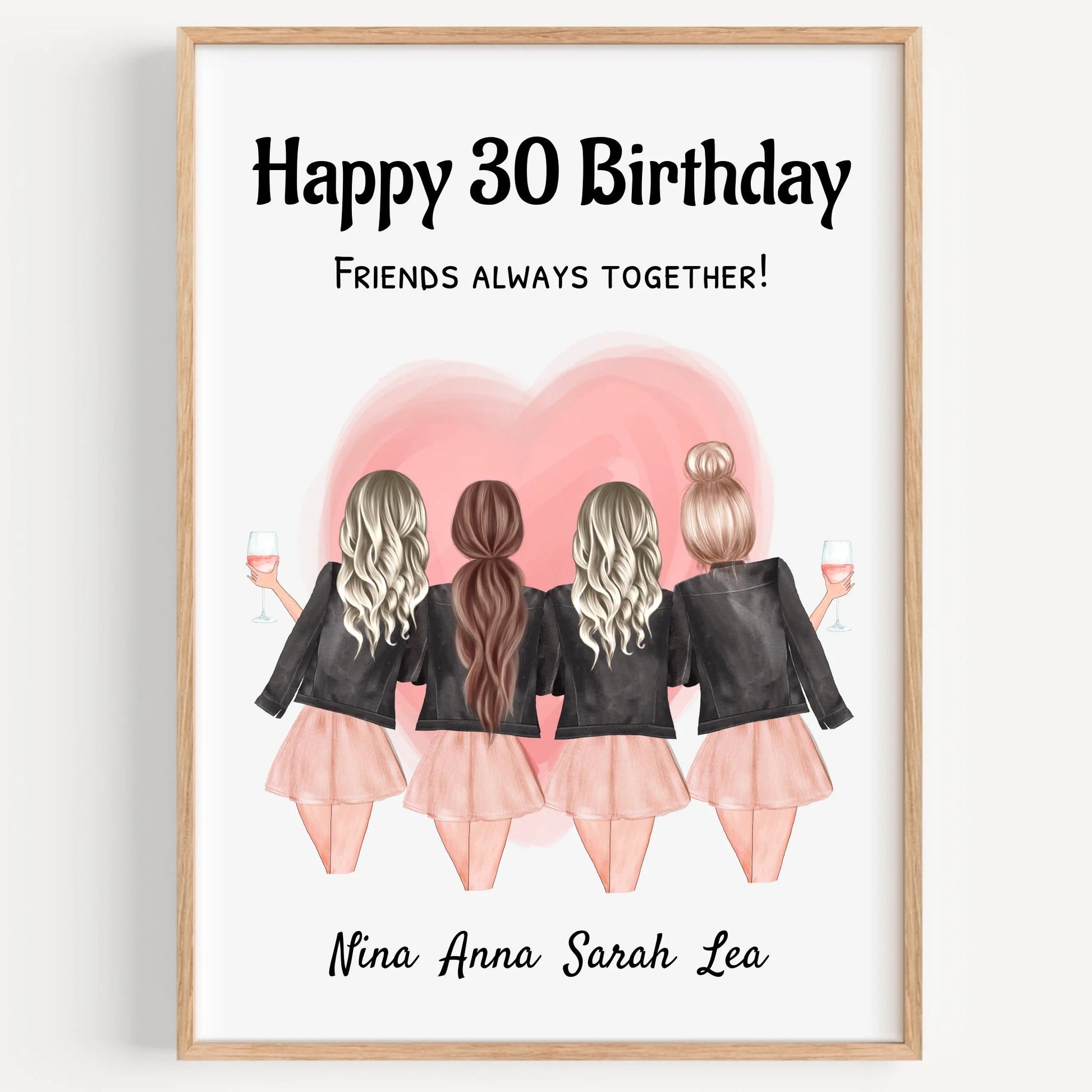 4 beste Freunde Frauen Bild Geburtstagsgeschenk selber gestalten - Prinolla