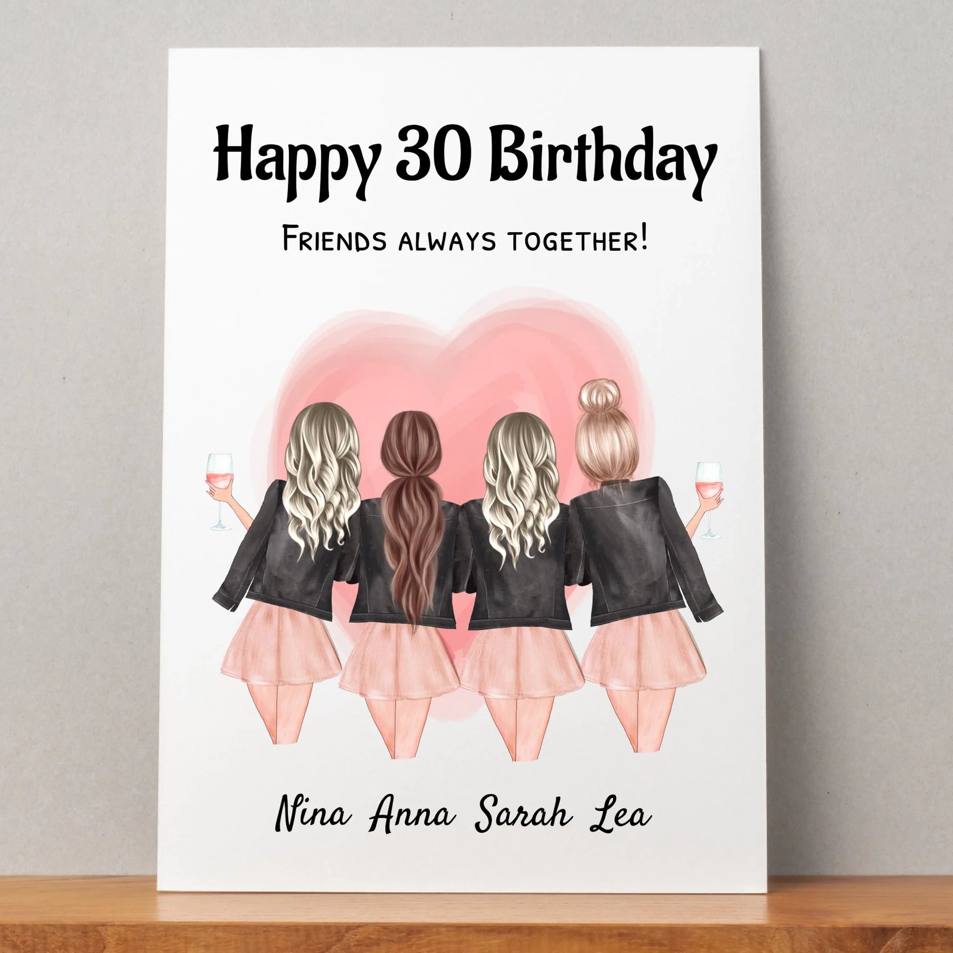 4 beste Freunde Frauen Bild Geburtstagsgeschenk selber gestalten - Prinolla