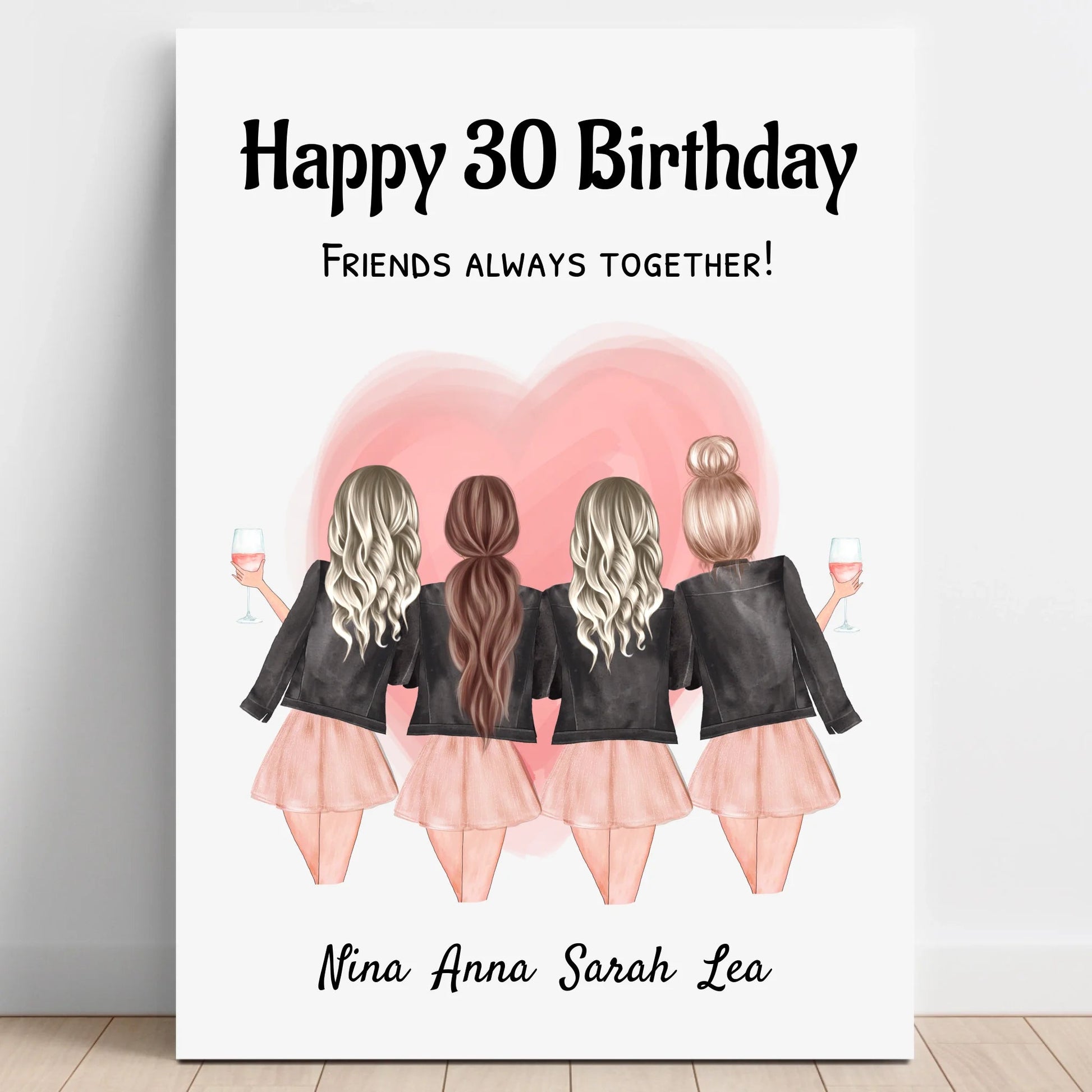 4 beste Freunde Frauen Bild Geburtstagsgeschenk selber gestalten - Prinolla