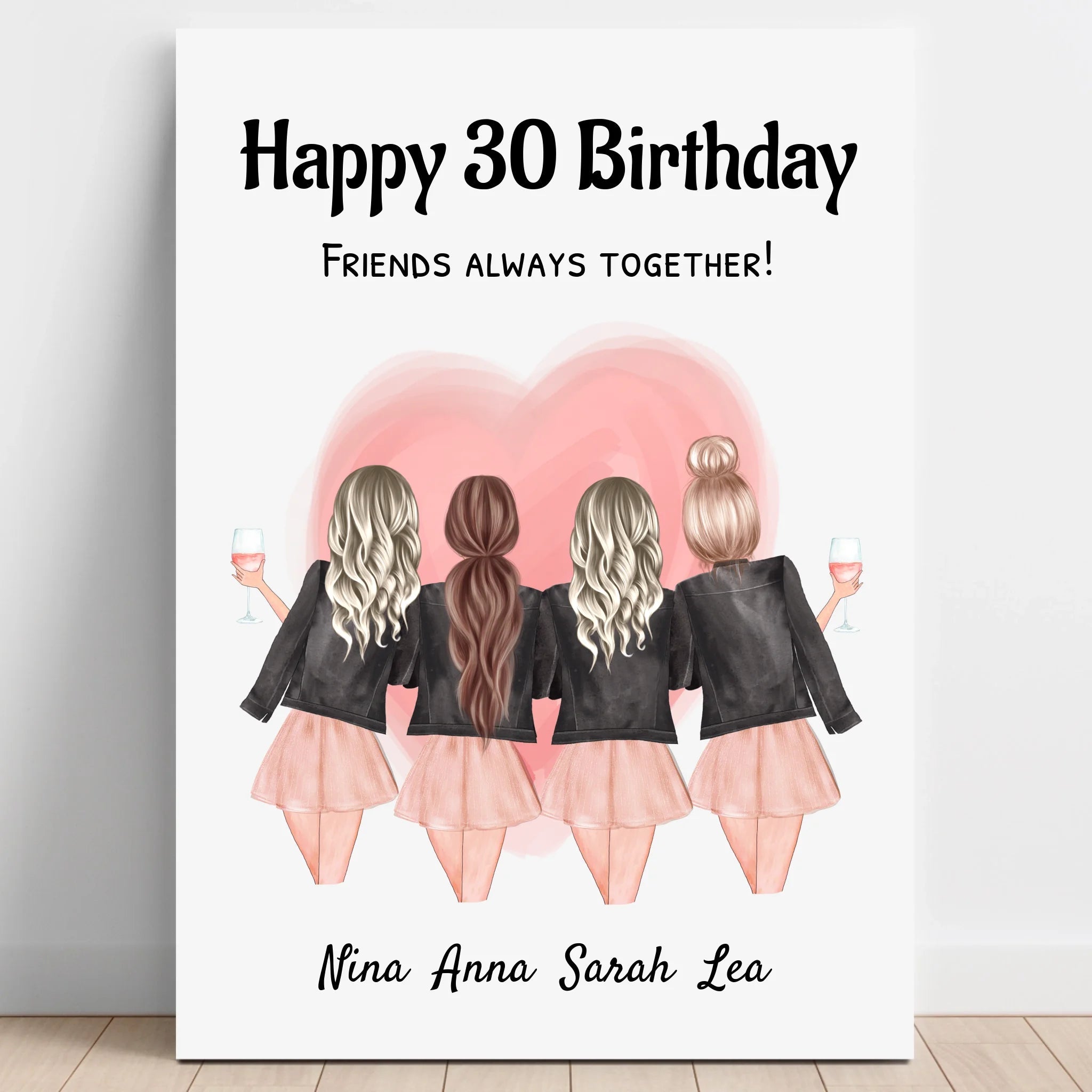 4 beste Freunde Frauen Bild Geburtstagsgeschenk selber gestalten - Prinolla