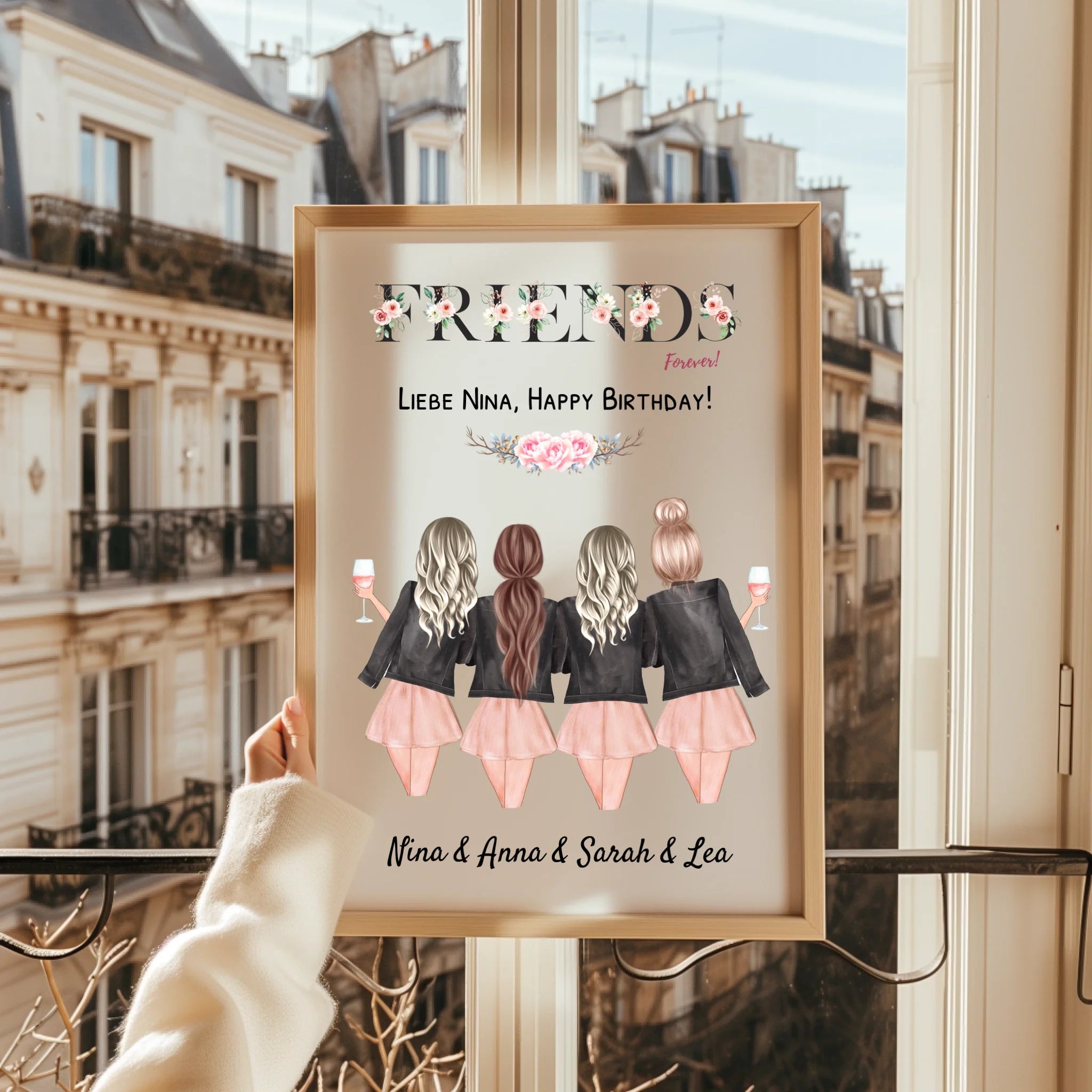 4 Freundinnen Mädchen Geschenk Poster gestalten - Prinolla