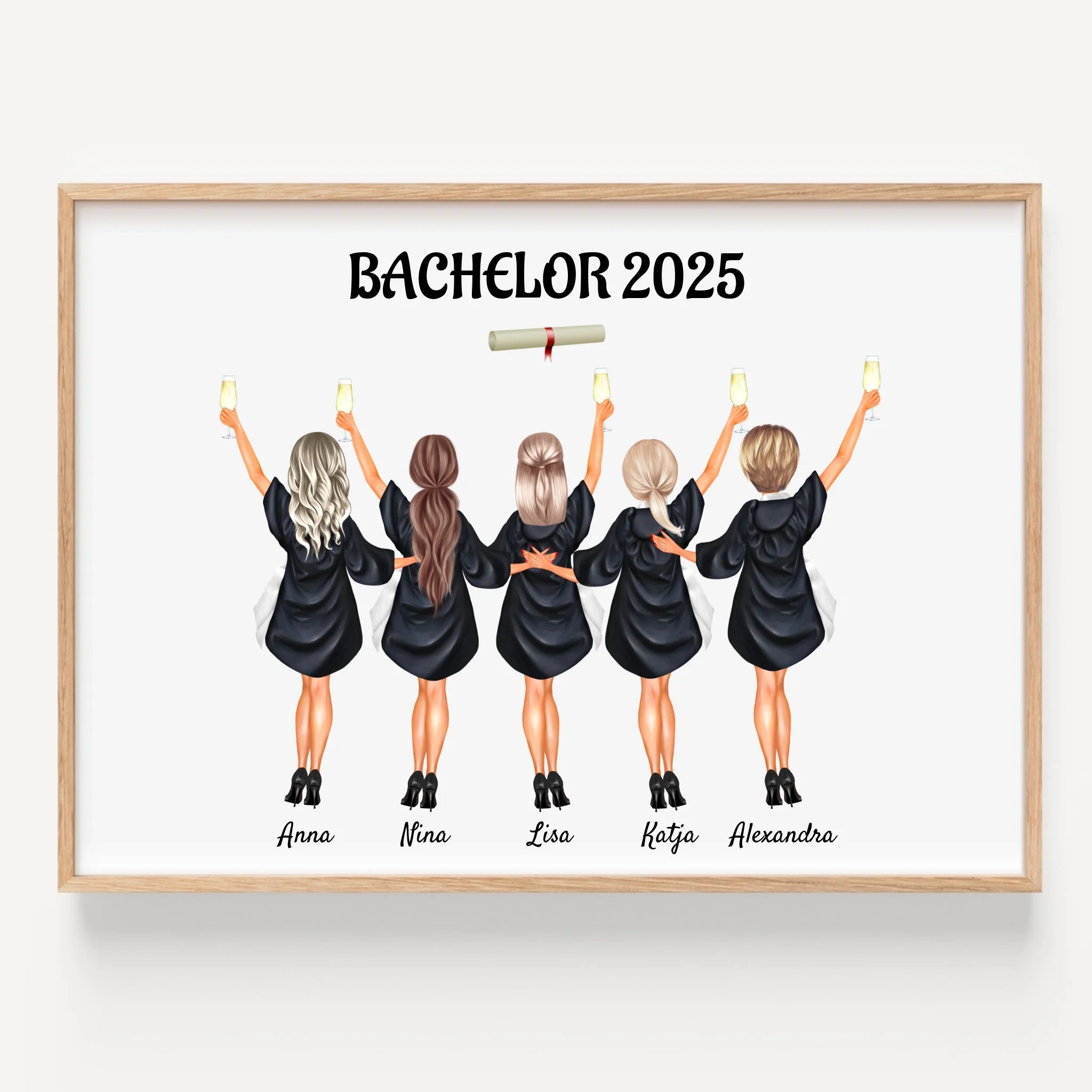 5 Absolventinnen Abschlussgeschenk Poster gestalten - Prinolla