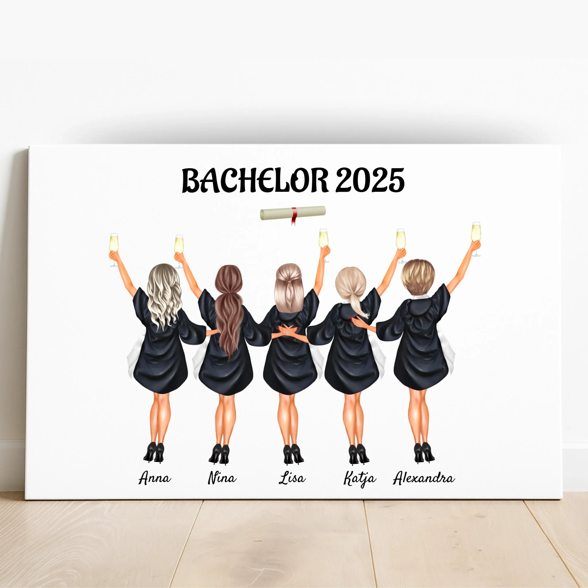 5 Absolventinnen Abschlussgeschenk Poster gestalten - Prinolla