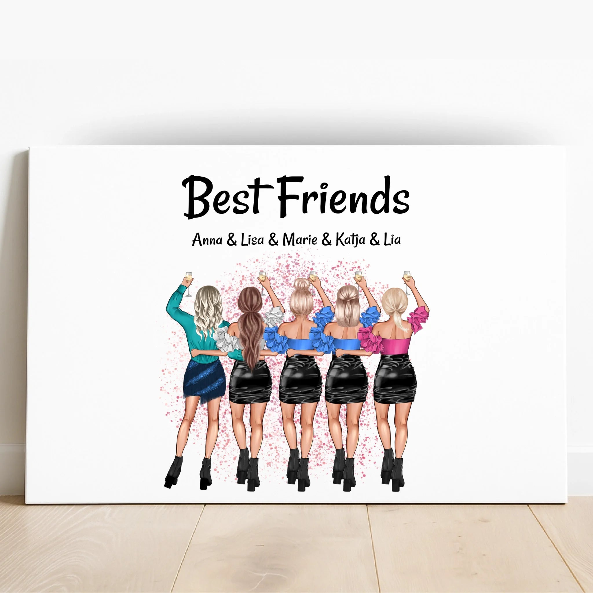 5 beste Freunde Frauen Bild Geschenk personalisiert - Prinolla