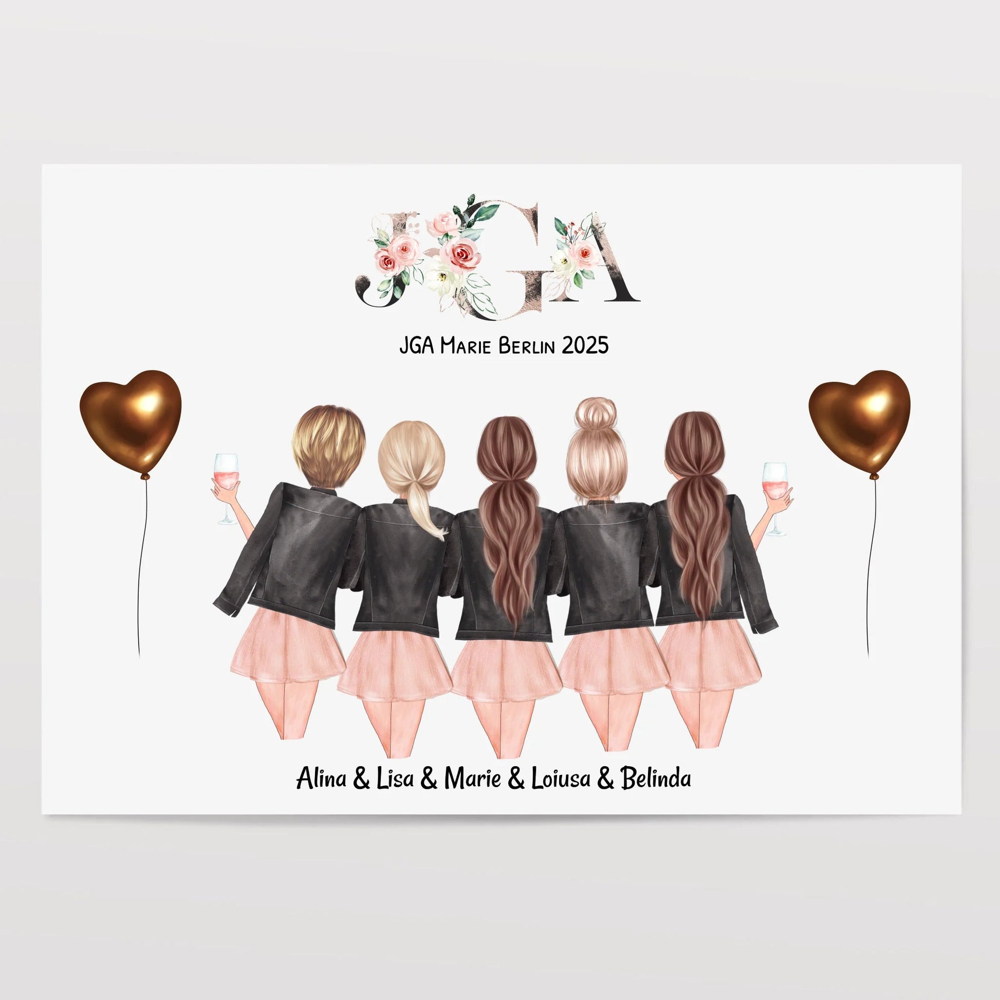 5 Freundin JGA Junggesellinnenabschied Bild Geschenk - Prinolla
