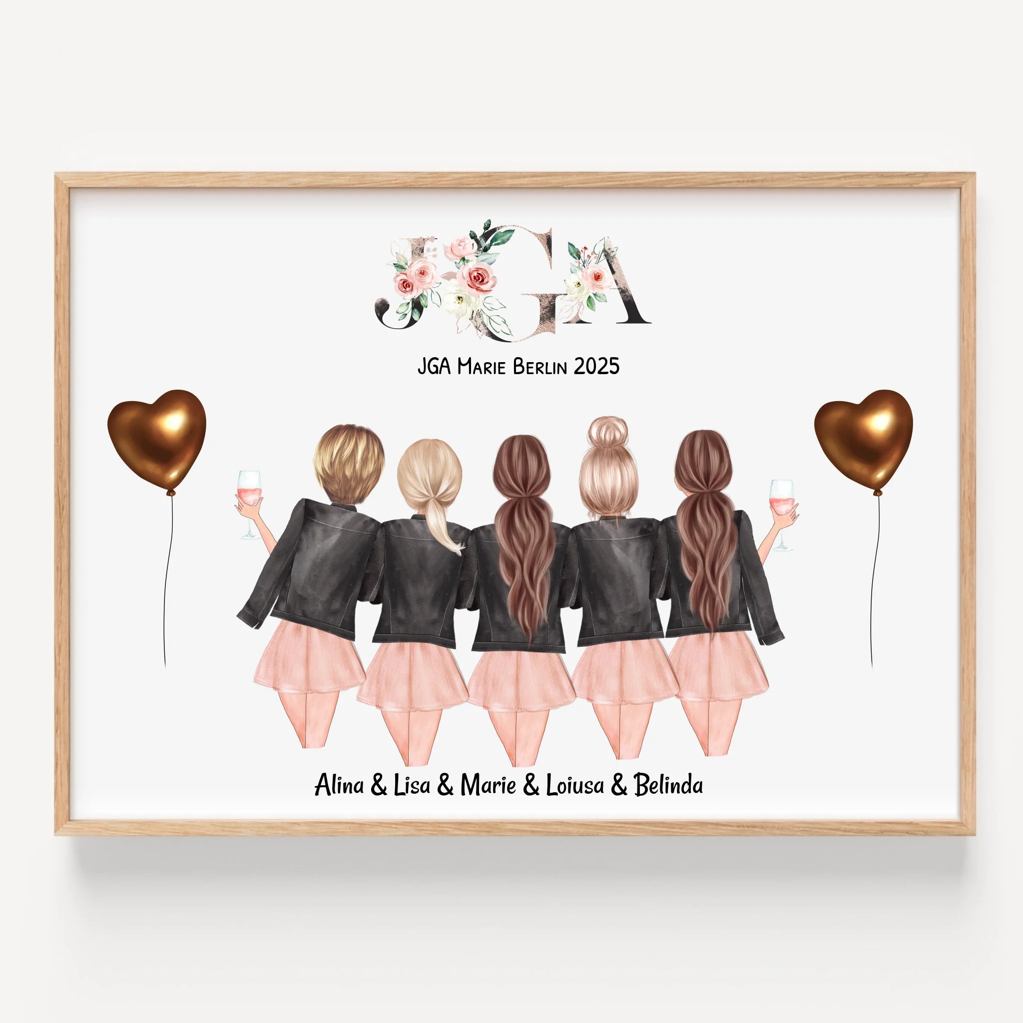 5 Freundin JGA Junggesellinnenabschied Bild Geschenk - Prinolla