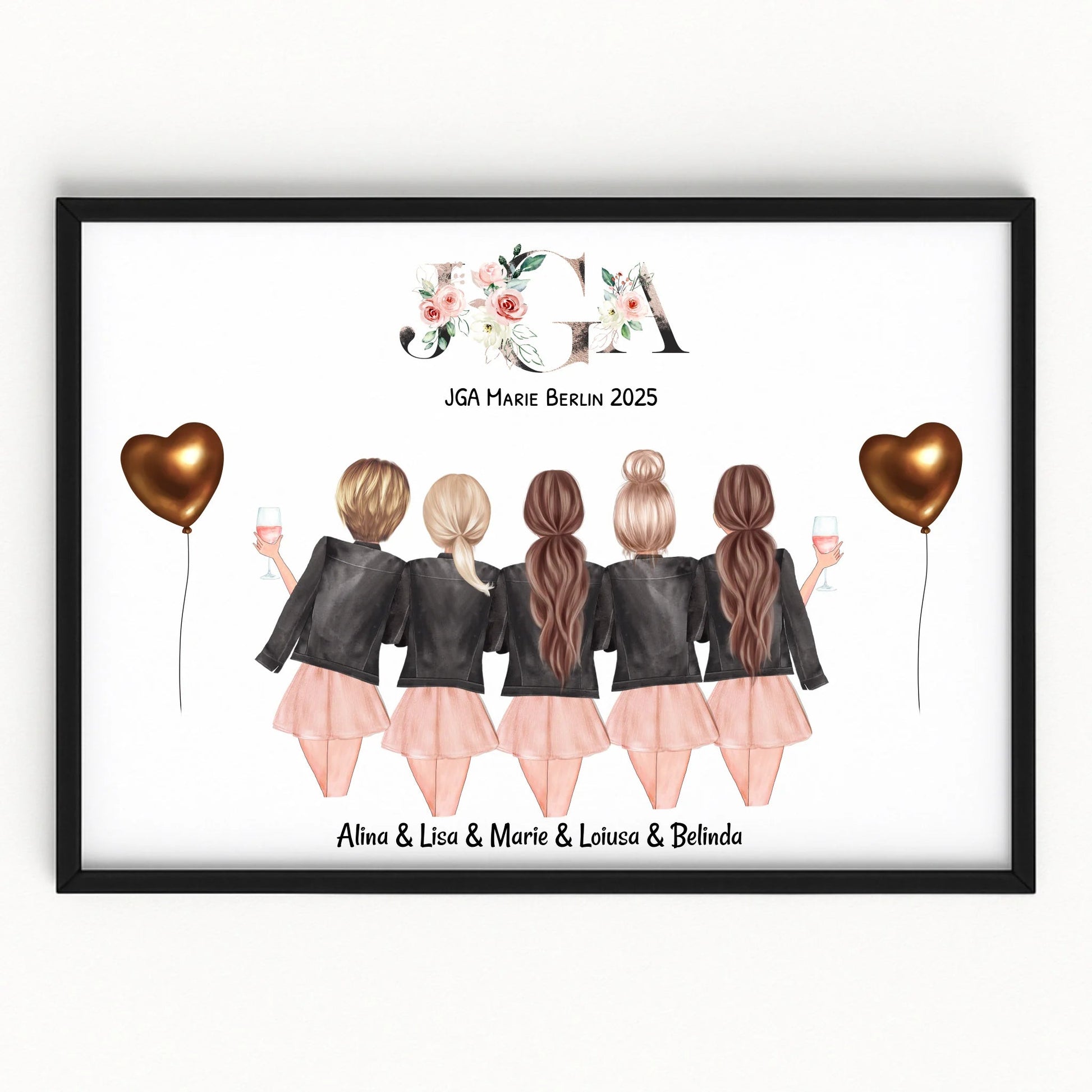 5 Freundin JGA Junggesellinnenabschied Bild Geschenk - Prinolla