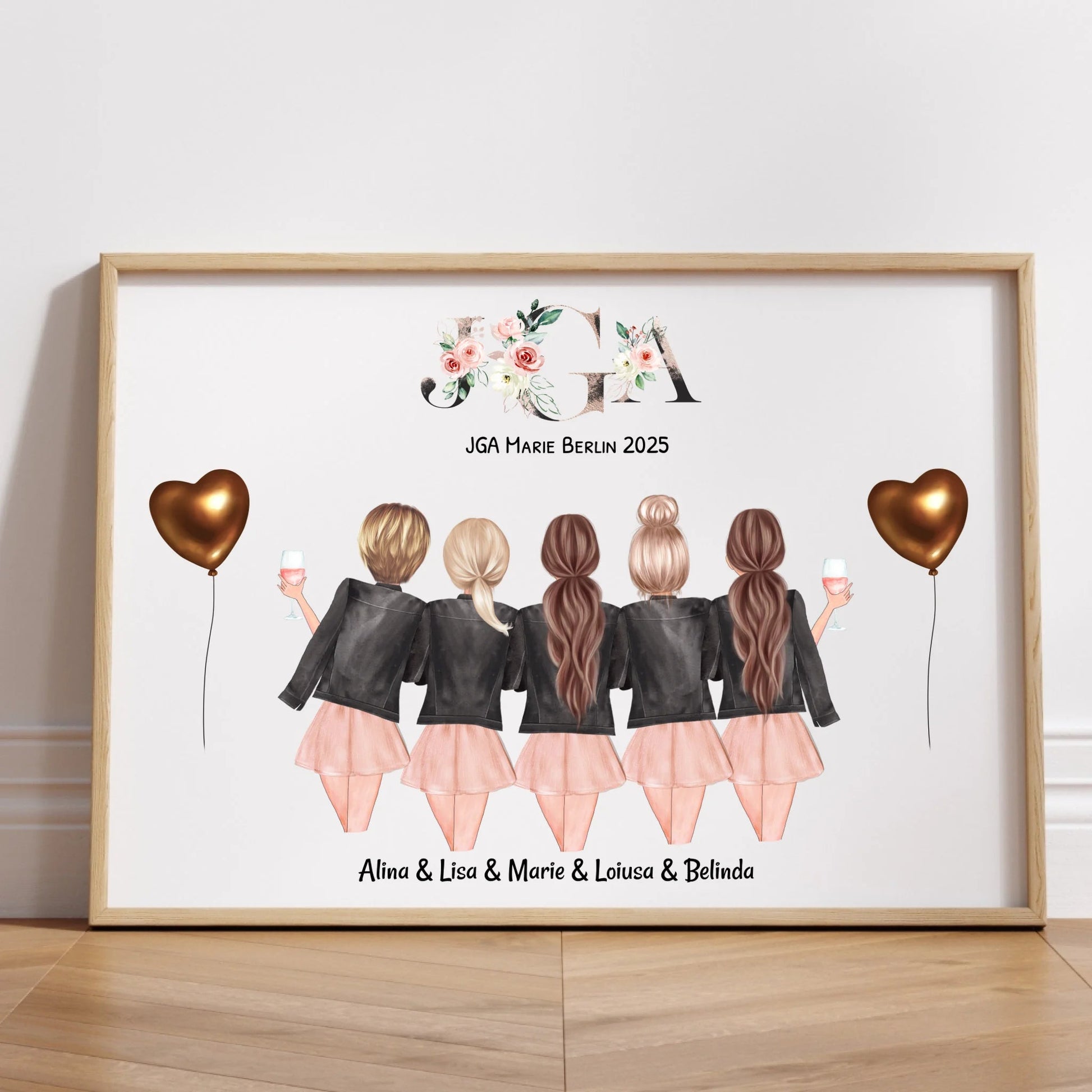 5 Freundin JGA Junggesellinnenabschied Bild Geschenk - Prinolla