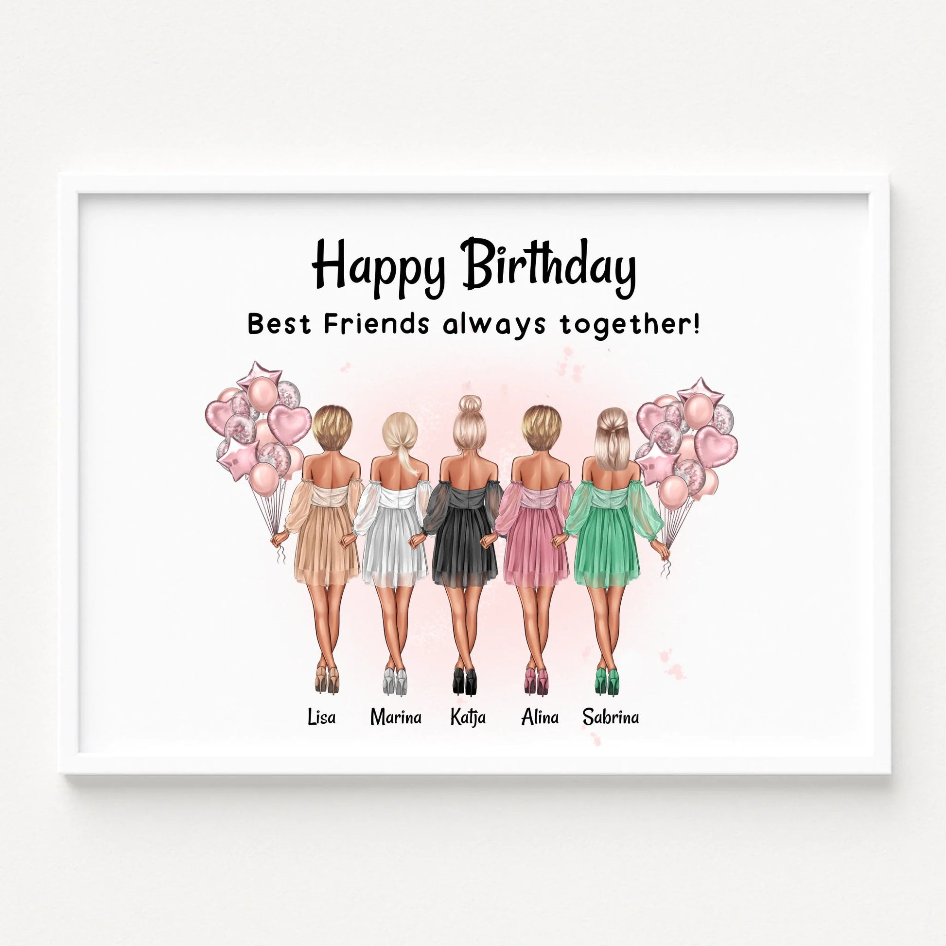 5 Freundinnen Geburtstagsgeschenk Bild gestalten - Prinolla