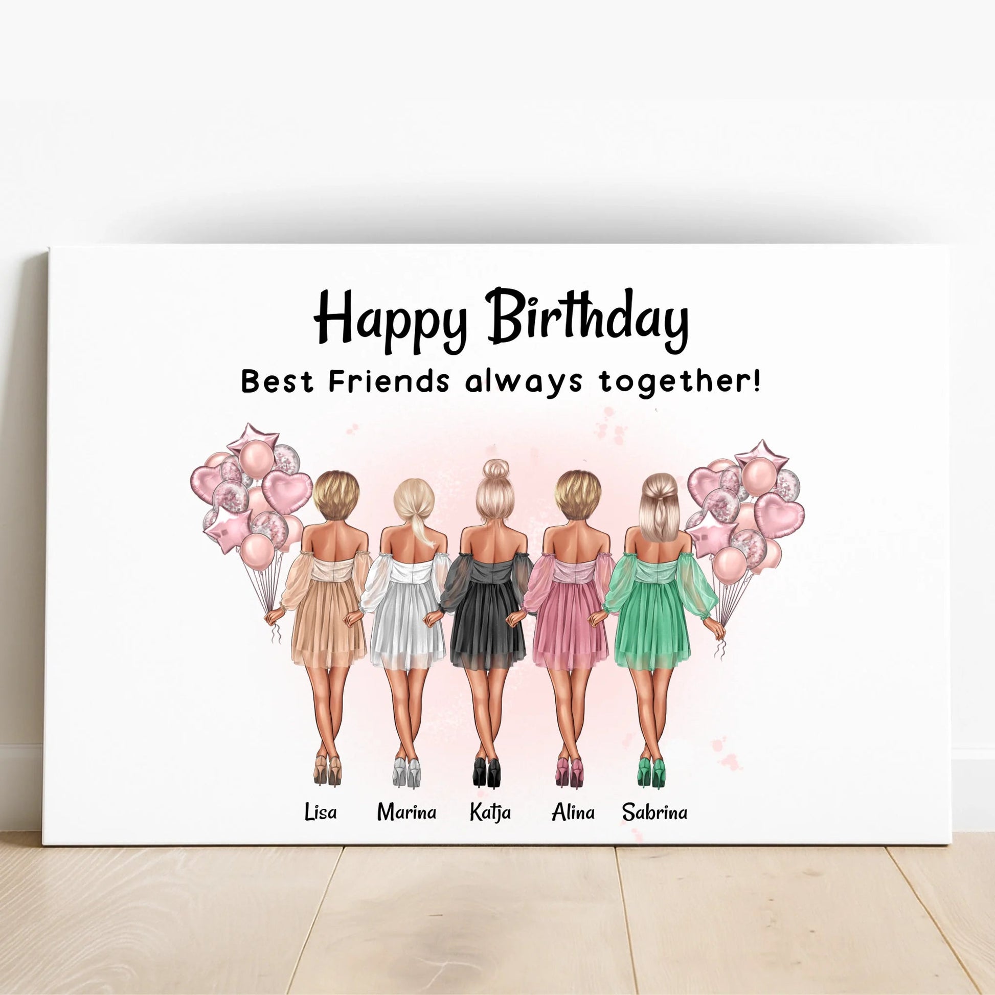 5 Freundinnen Geburtstagsgeschenk Bild gestalten - Prinolla
