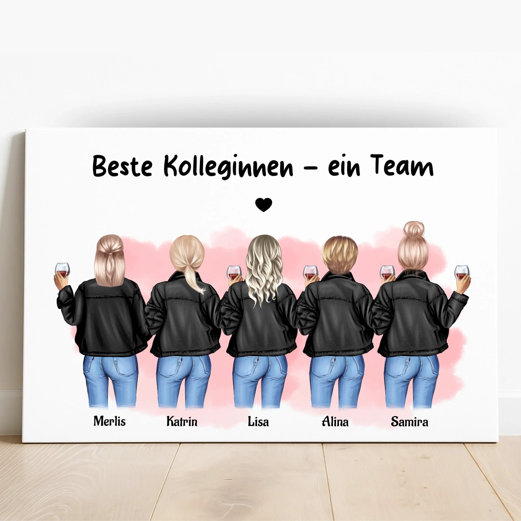 5 Kolleginnen Geschenk Bild personalisiert - Prinolla