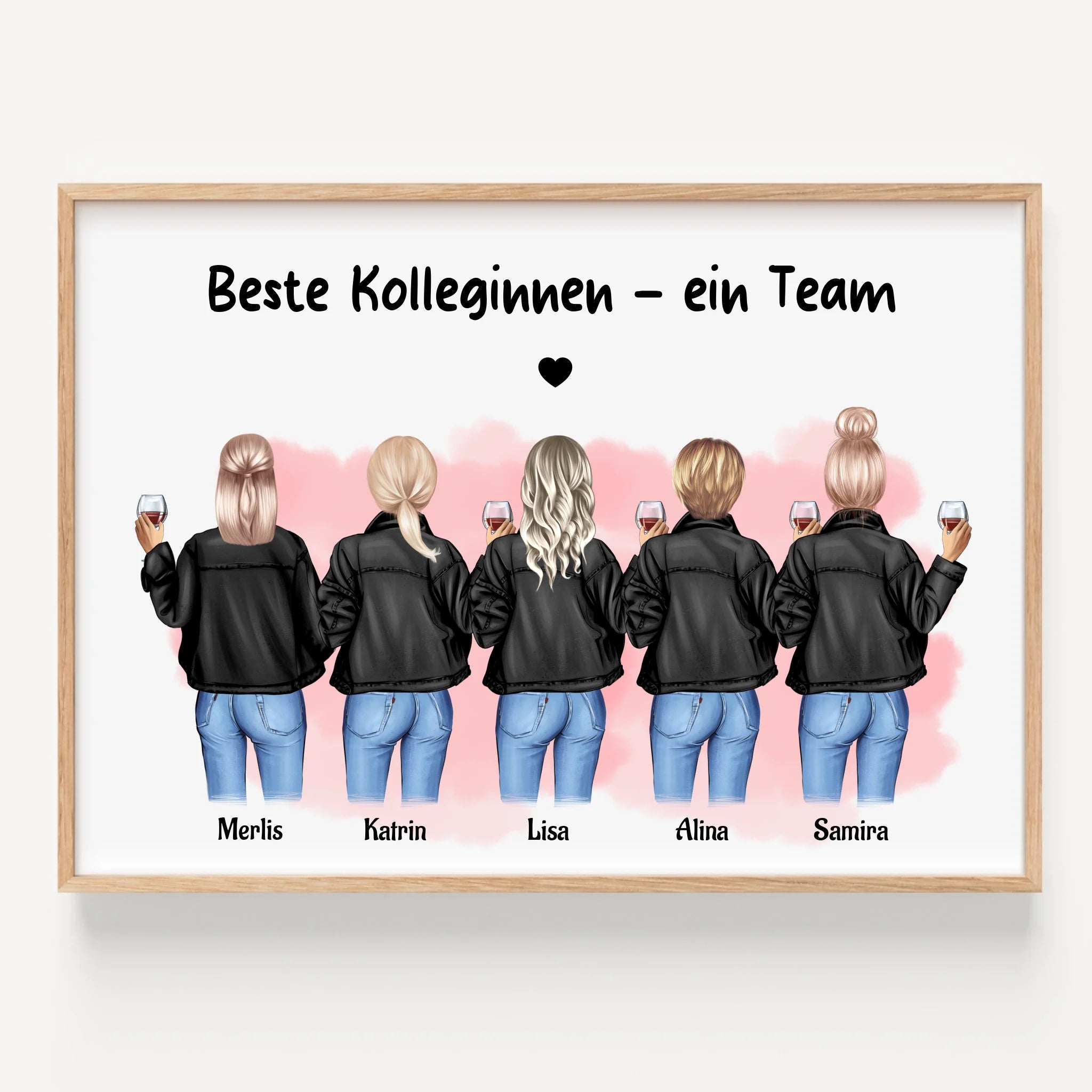 5 Kolleginnen Geschenk Bild personalisiert - Prinolla
