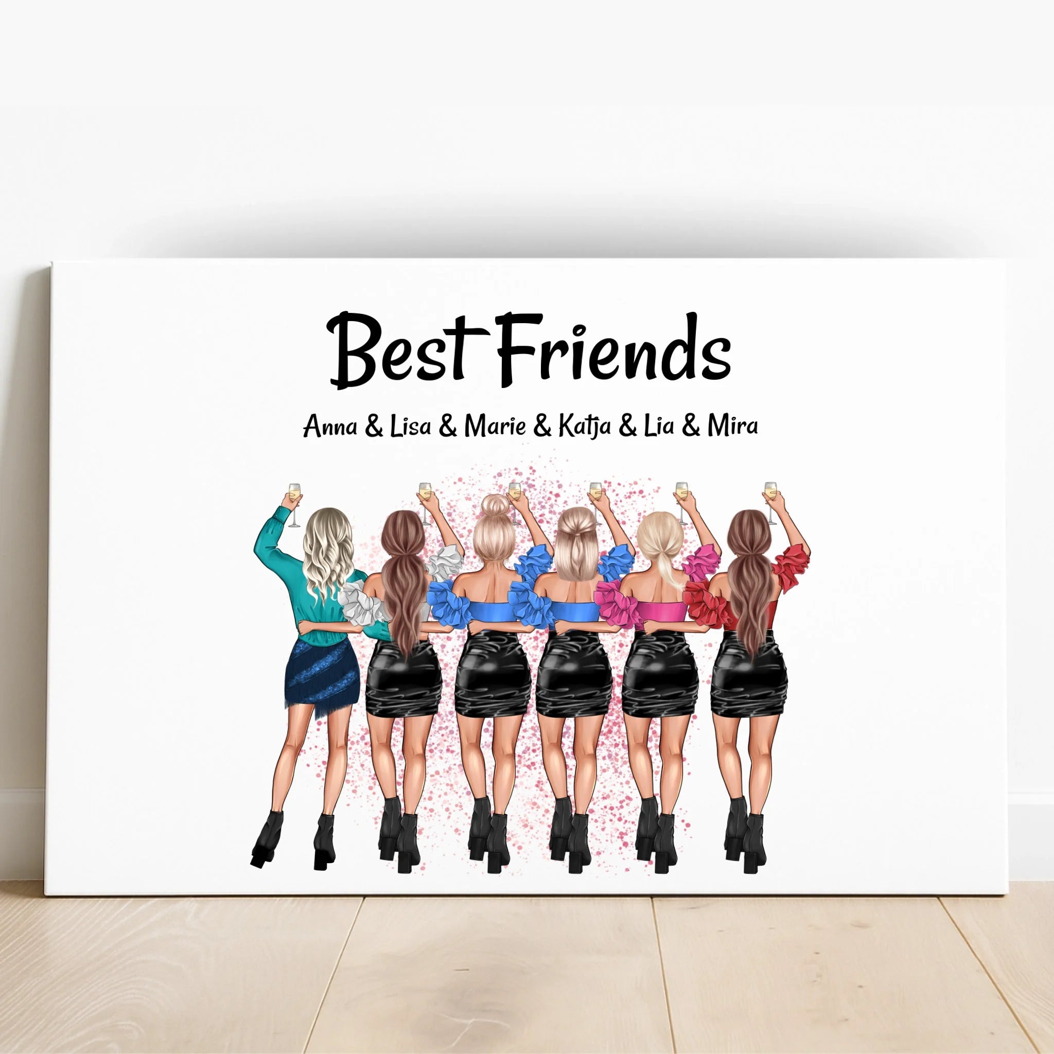 6 Freunde Frauen Bild personalisiert - Prinolla