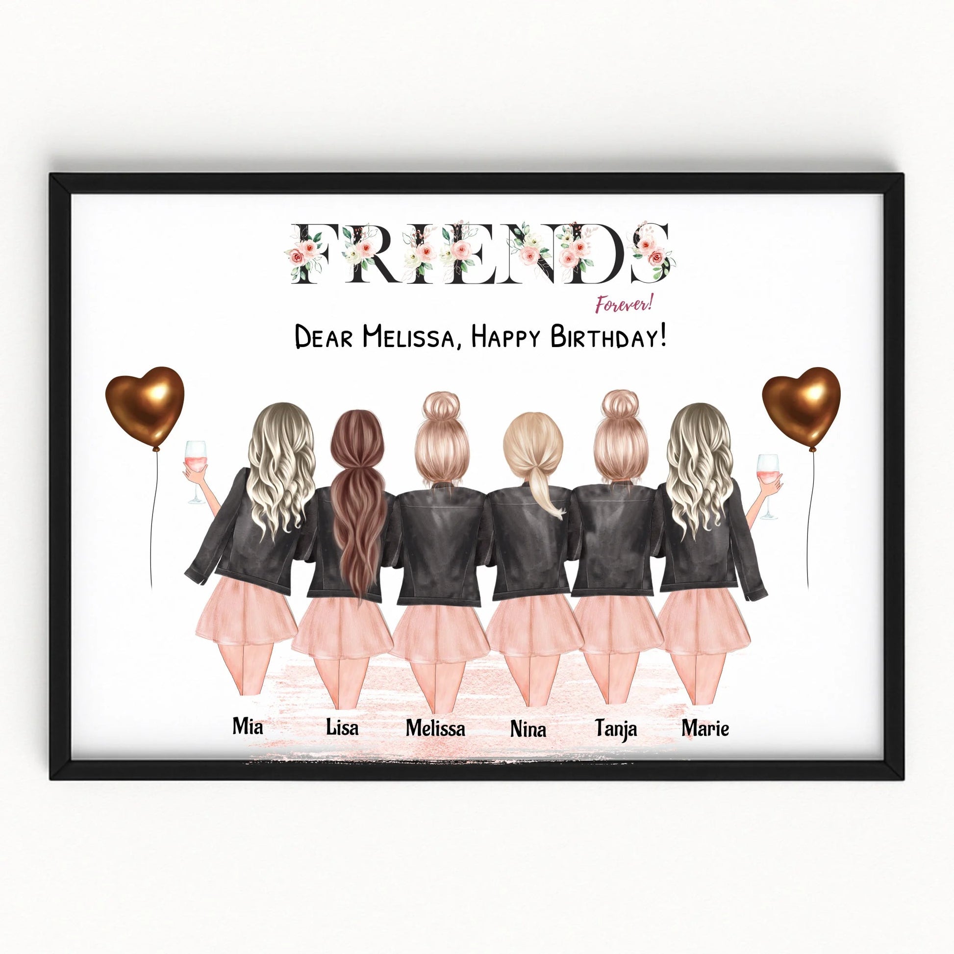 6 Freundinnen Bild Geschenk gestalten - Prinolla