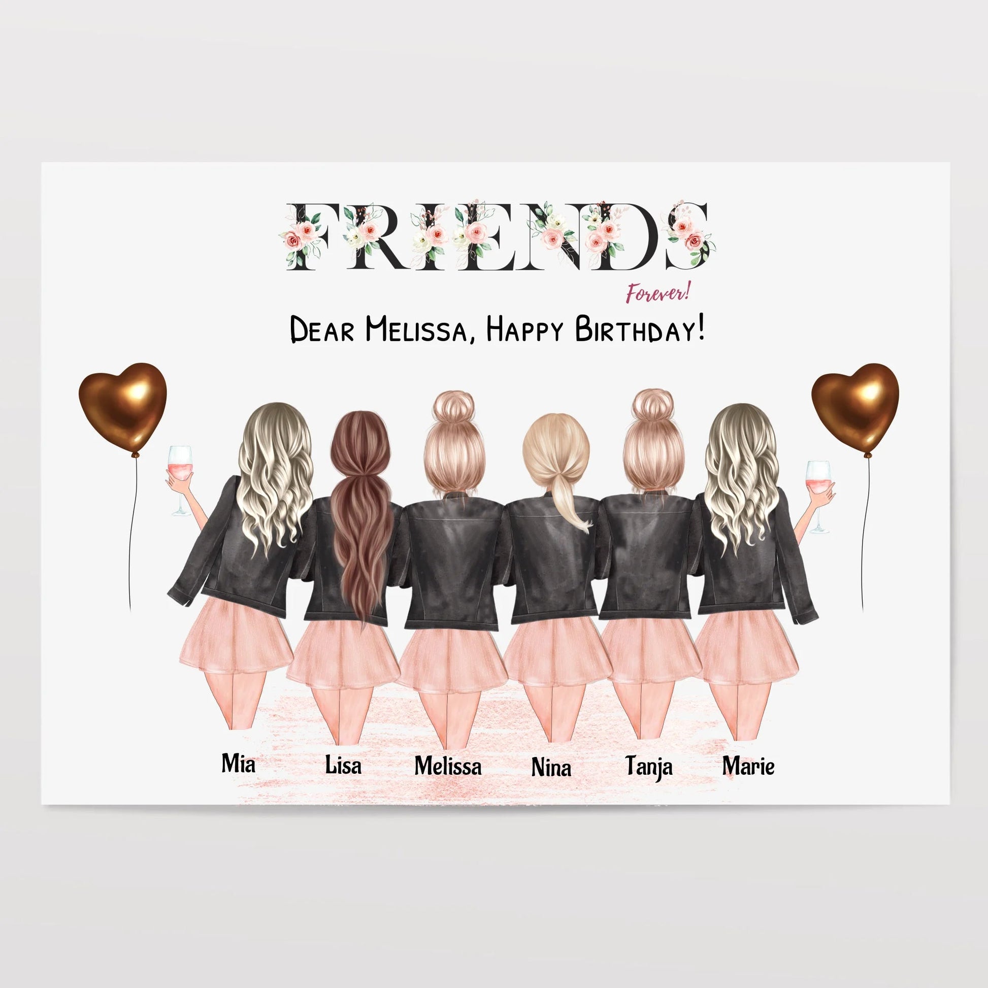 6 Freundinnen Bild Geschenk gestalten - Prinolla