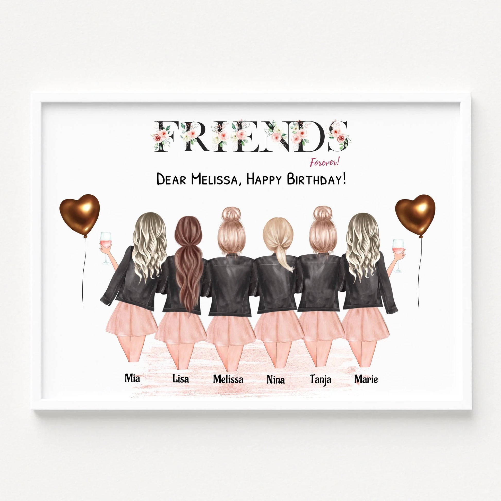 6 Freundinnen Bild Geschenk gestalten - Prinolla