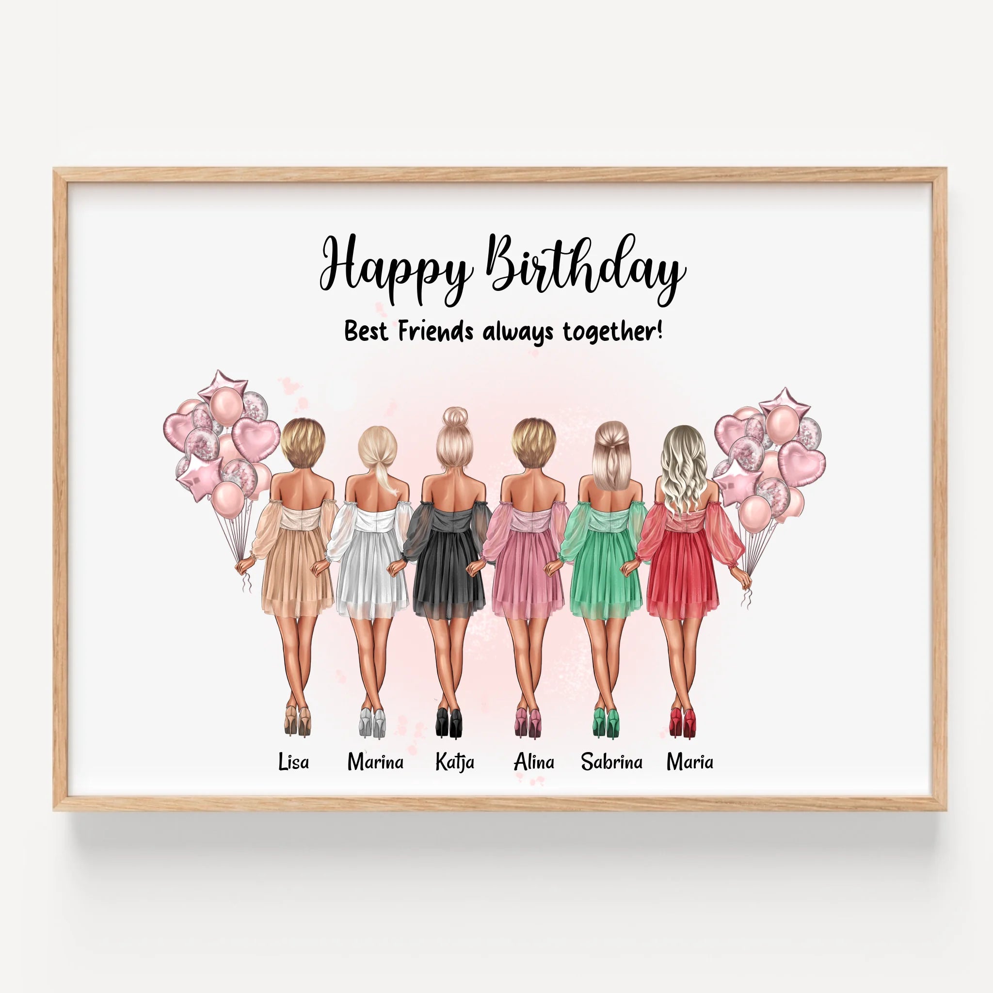 6 Mädchen Poster Geschenk personalisiert gestalten - Prinolla