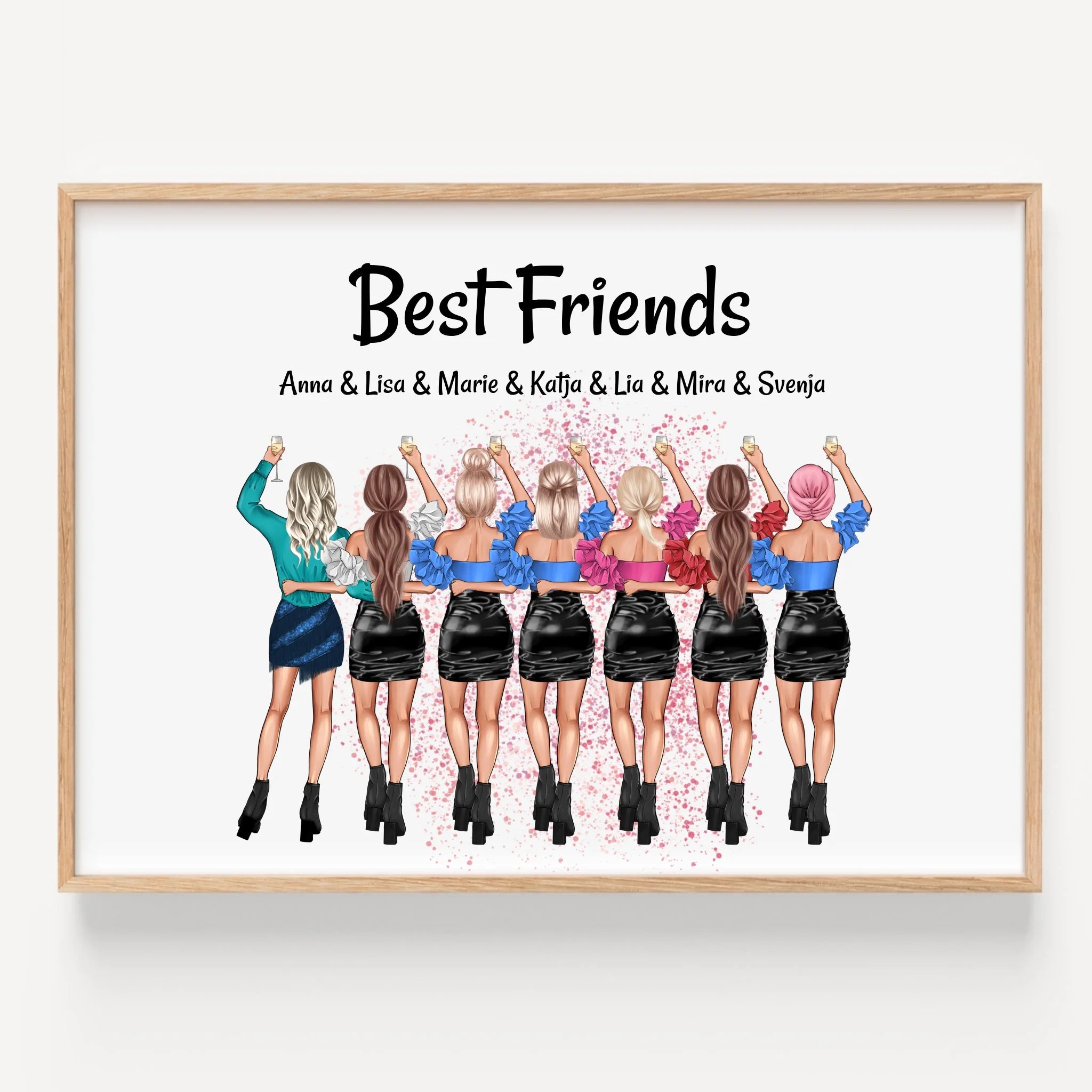 7 Frauen Freunde Poster Geschenk personalisiert - Prinolla