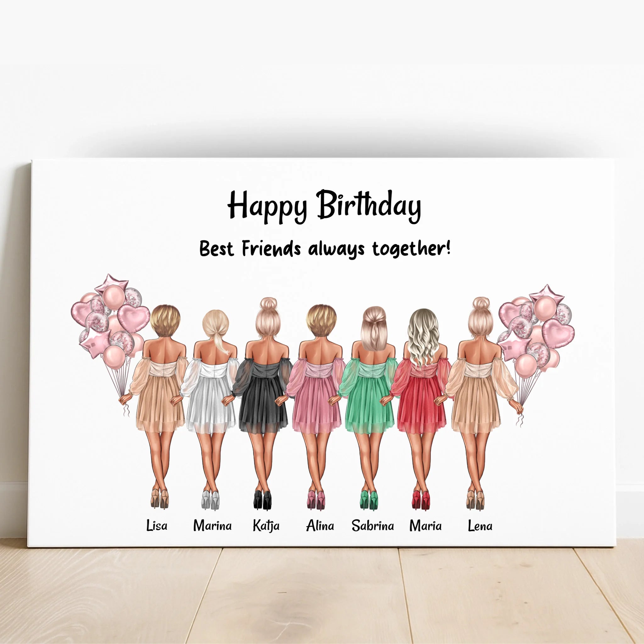 7 Mädchen Bild Geschenk mit Spruch gestalten - Prinolla