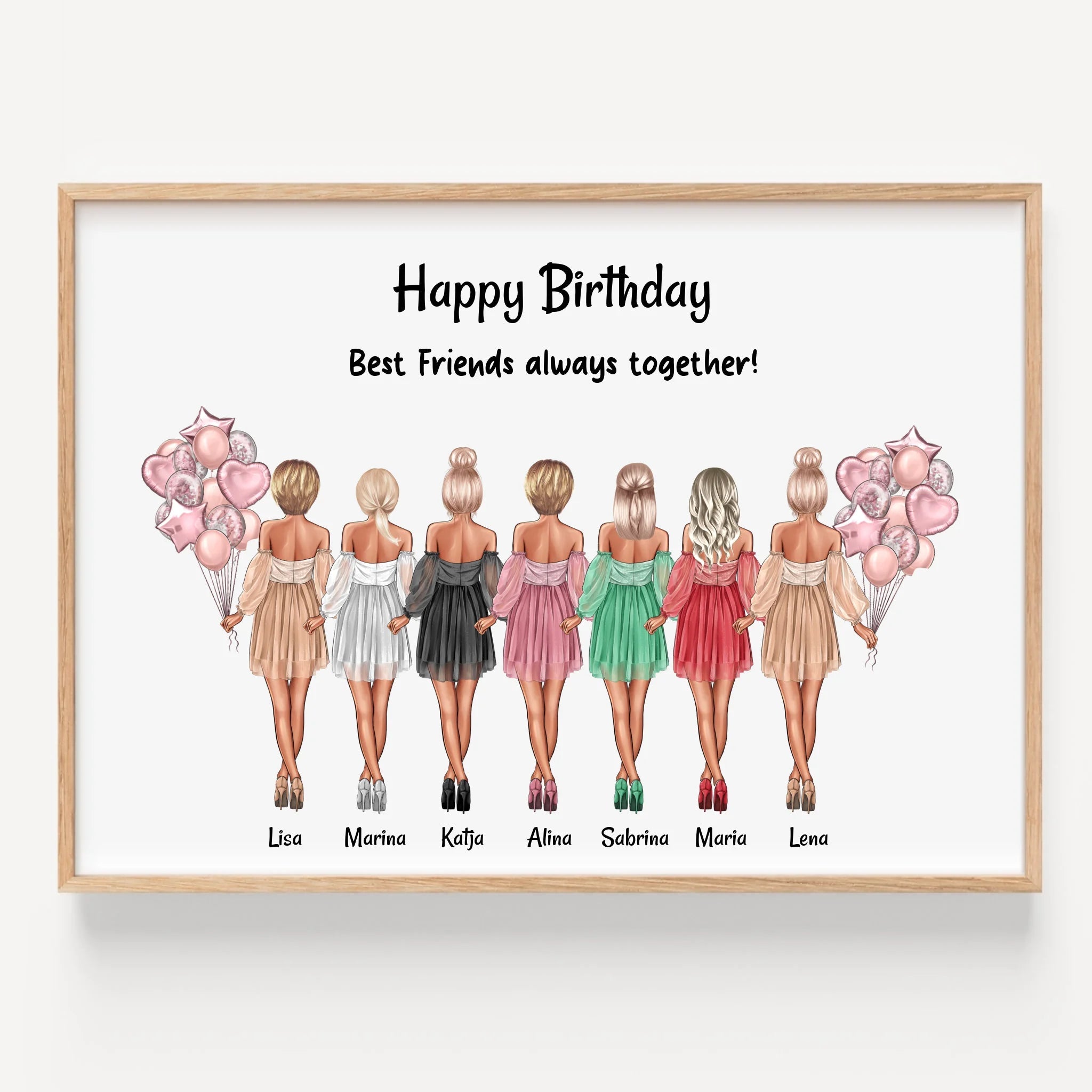 7 Mädchen Bild Geschenk mit Spruch gestalten - Prinolla