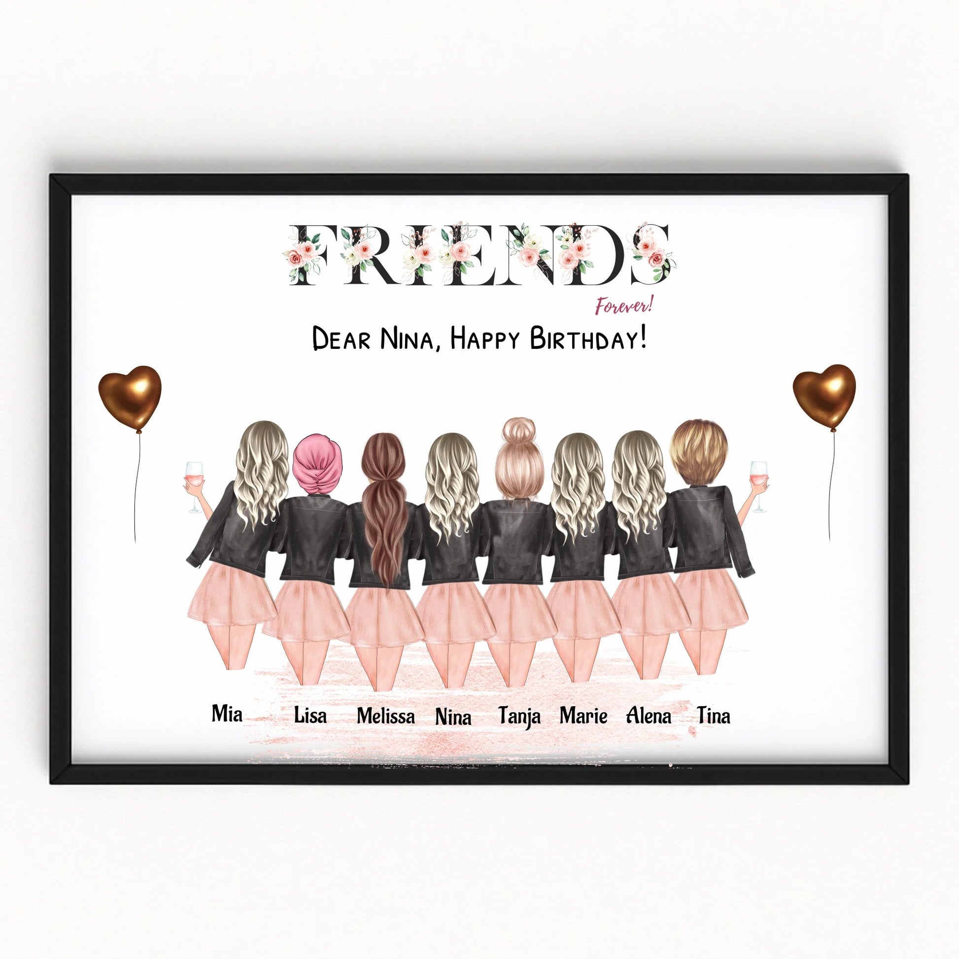 8 Freundinnen Poster Geschenk personalisiert gestalten - Prinolla