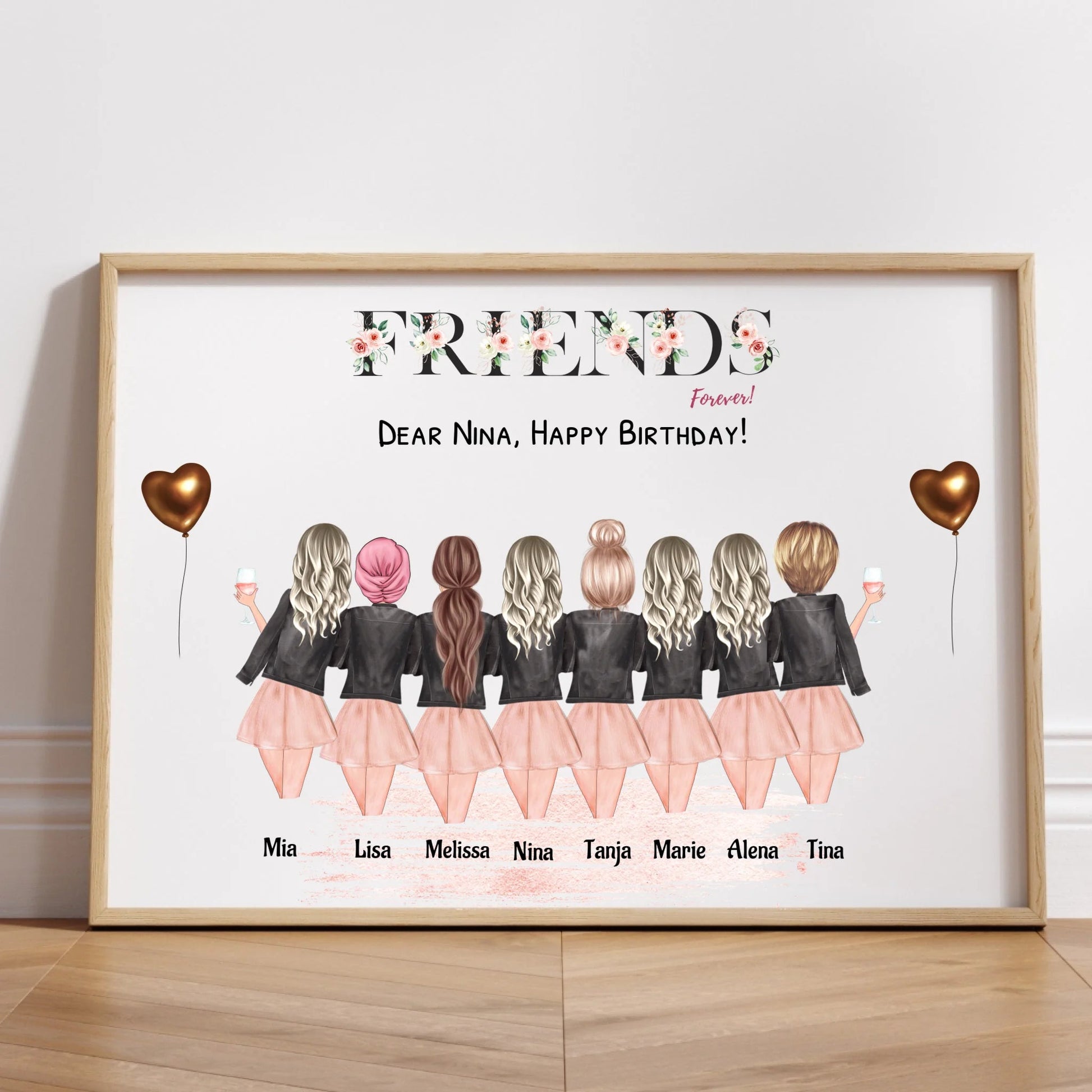 8 Freundinnen Poster Geschenk personalisiert gestalten - Prinolla
