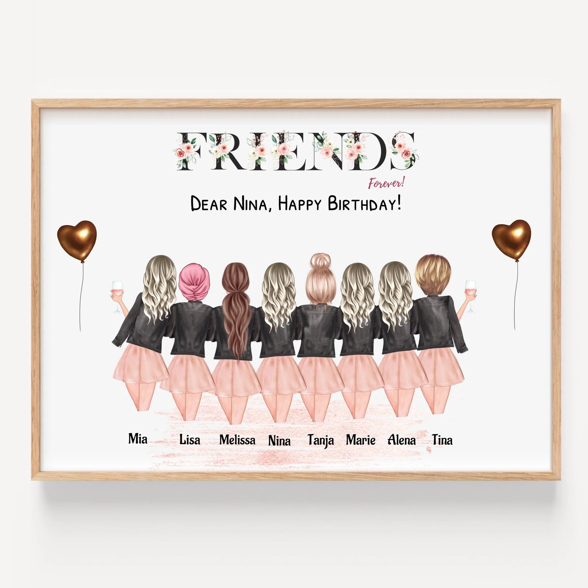 8 Freundinnen Poster Geschenk personalisiert gestalten - Prinolla