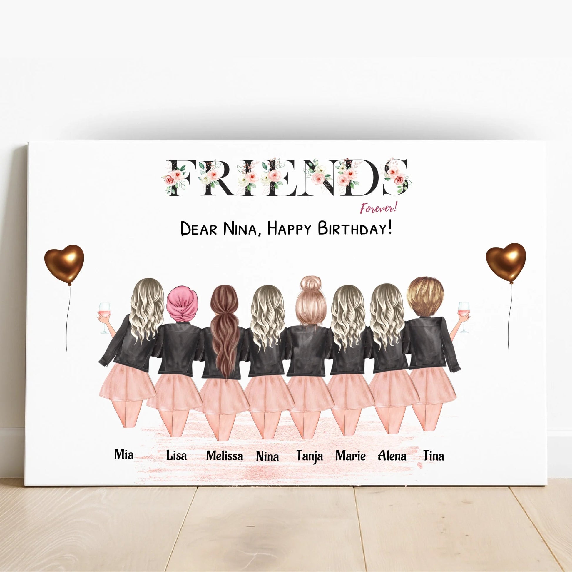 8 Freundinnen Poster Geschenk personalisiert gestalten - Prinolla