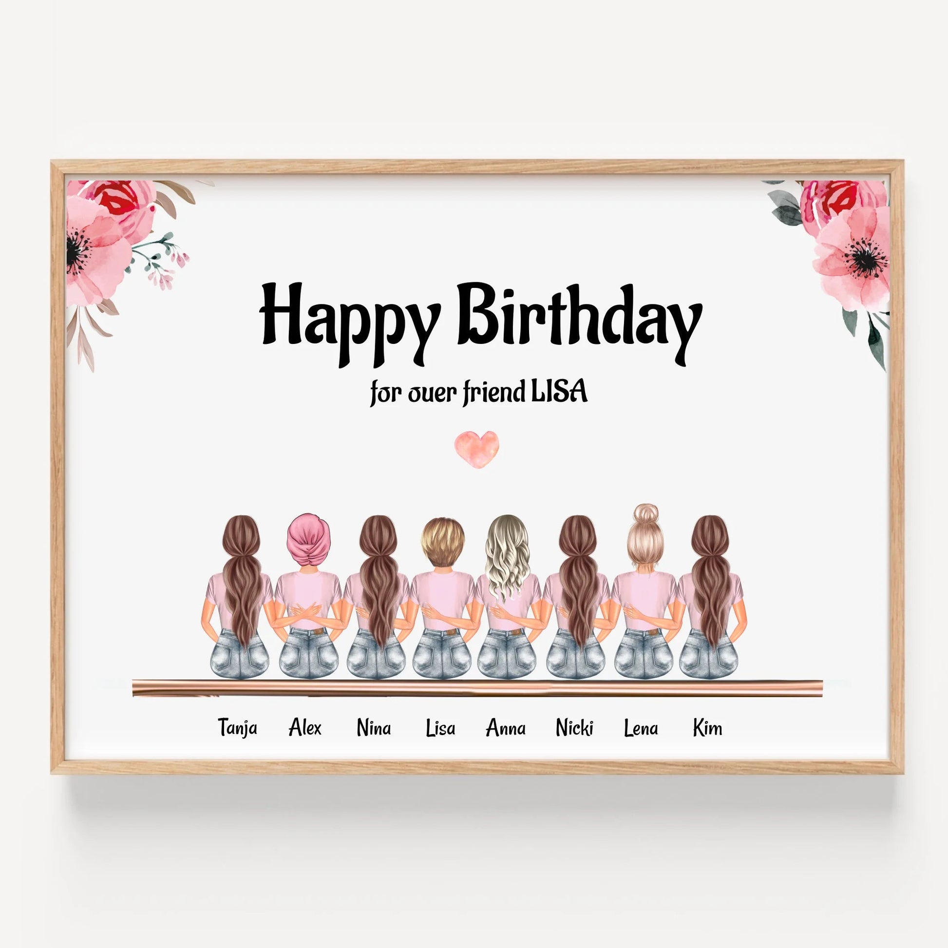 8 Mädchen Geschenk Bild personalisiert - Prinolla