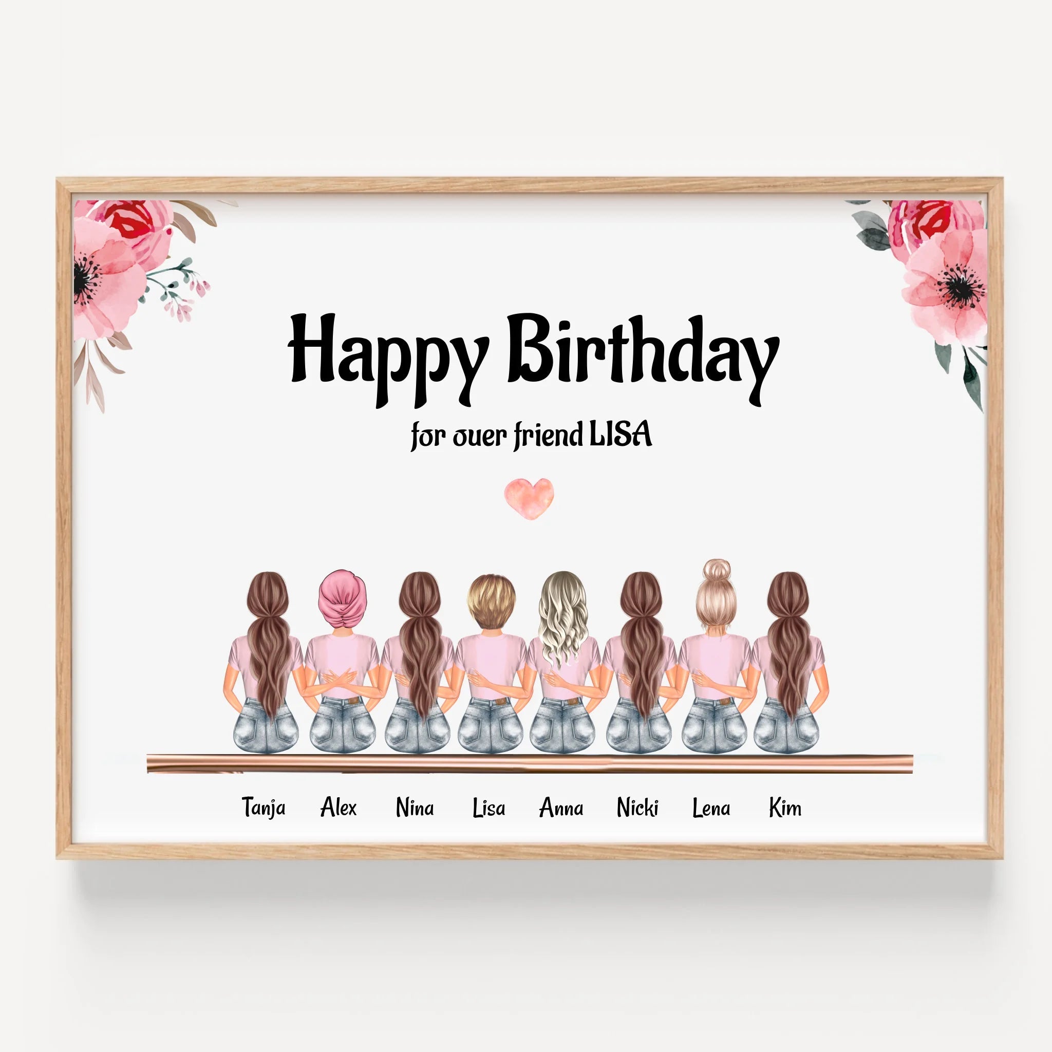 8 Mädchen Geschenk Bild personalisiert - Prinolla