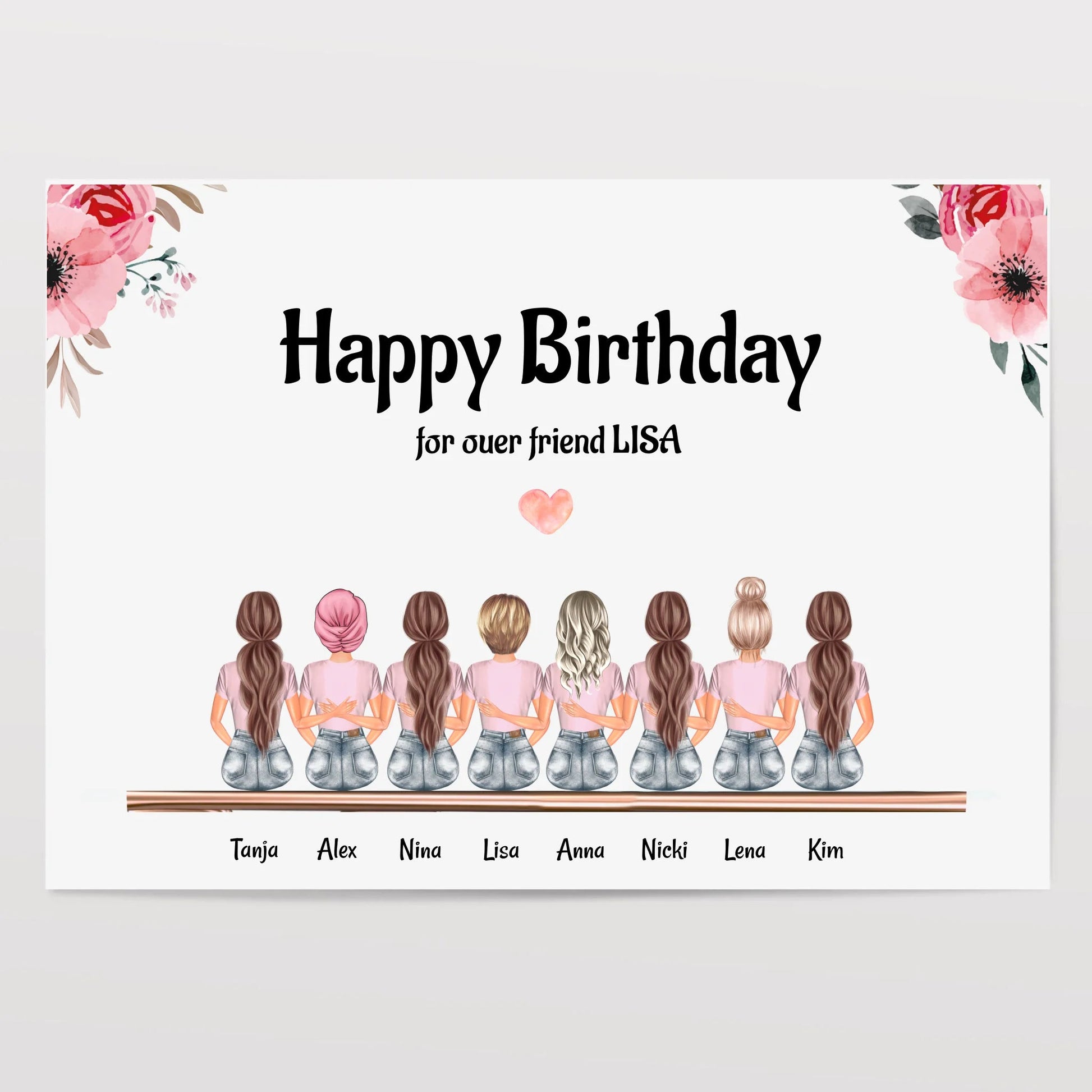 8 Mädchen Geschenk Bild personalisiert - Prinolla