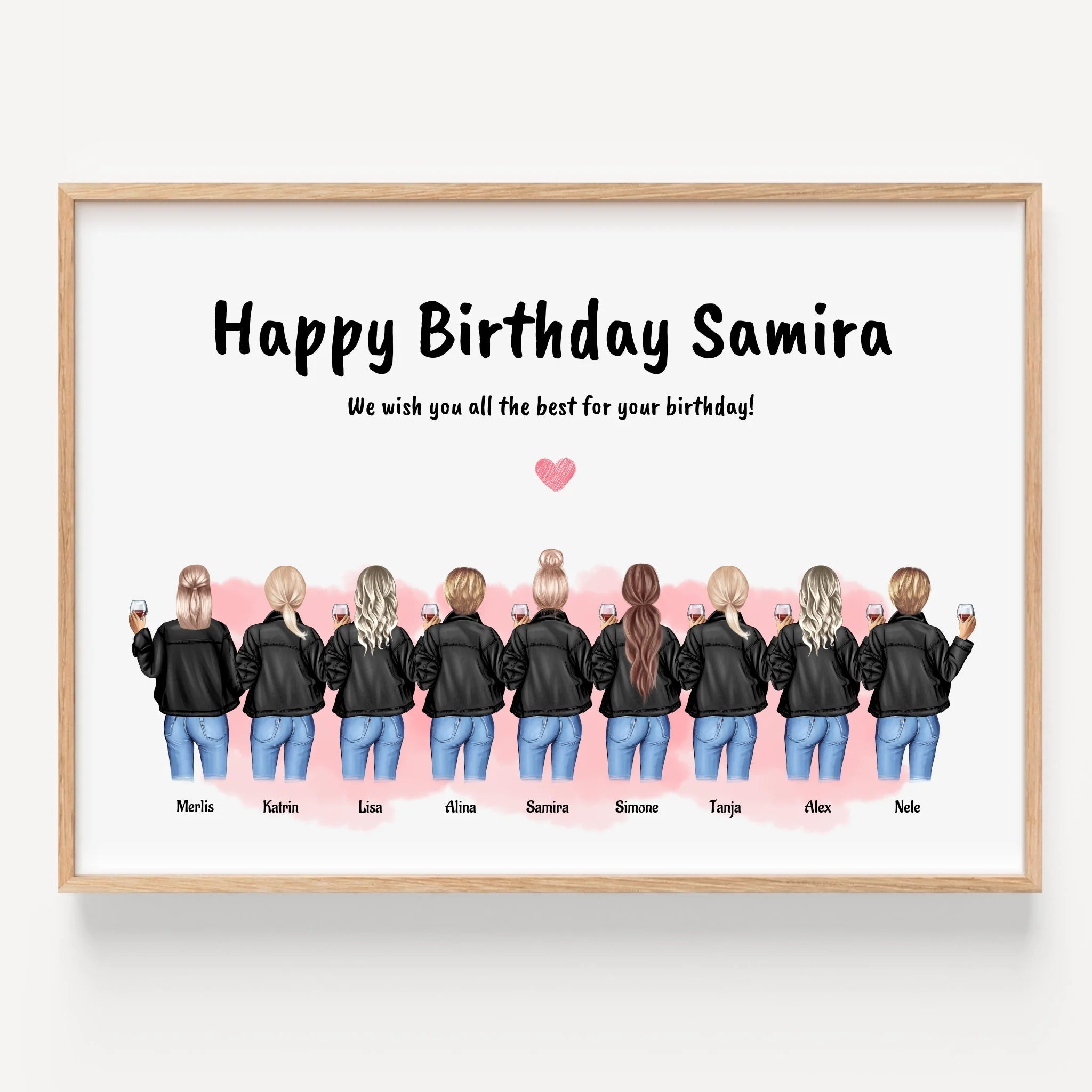 9 Freundinnen Bild Geschenk personalisiert - Prinolla