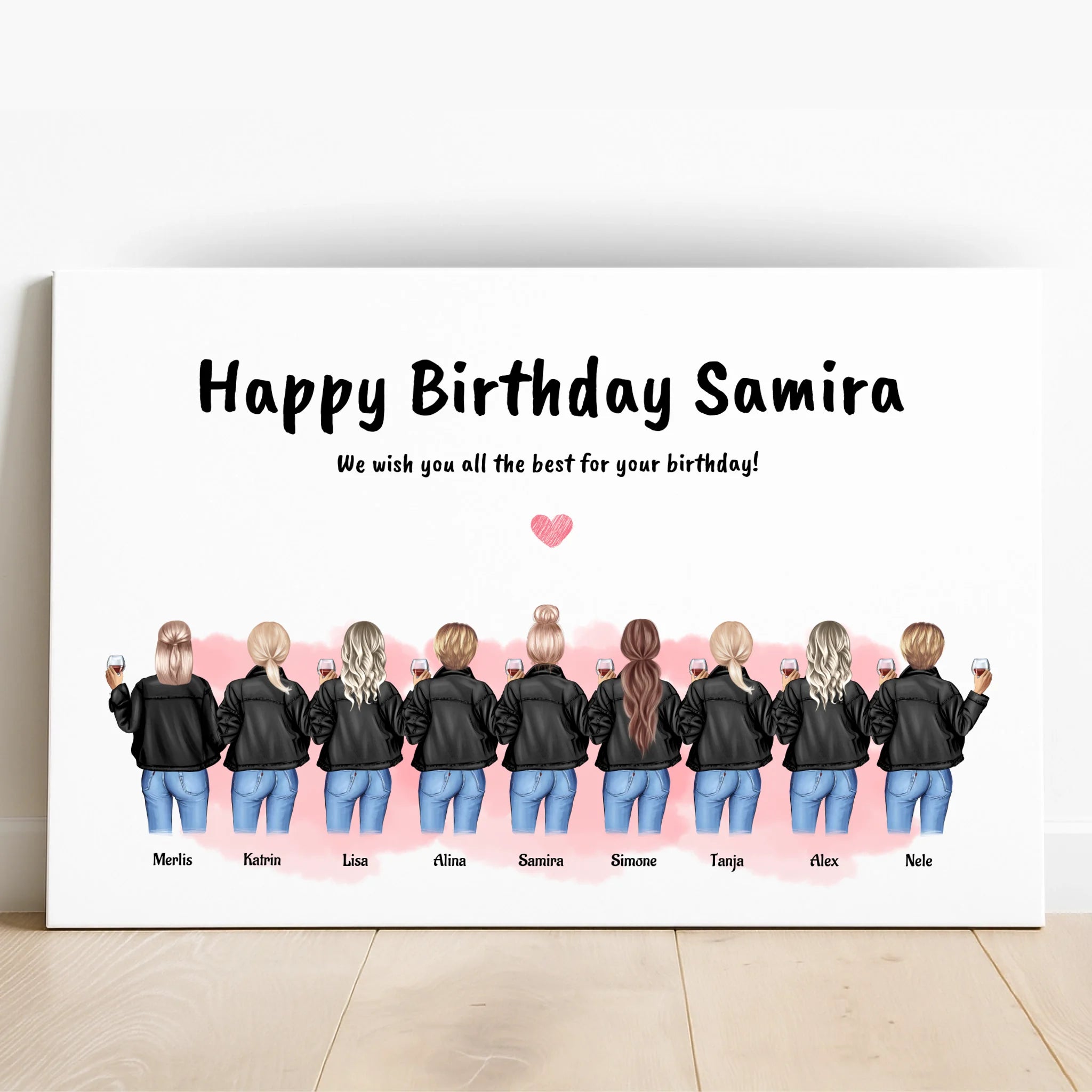 9 Freundinnen Bild Geschenk personalisiert - Prinolla