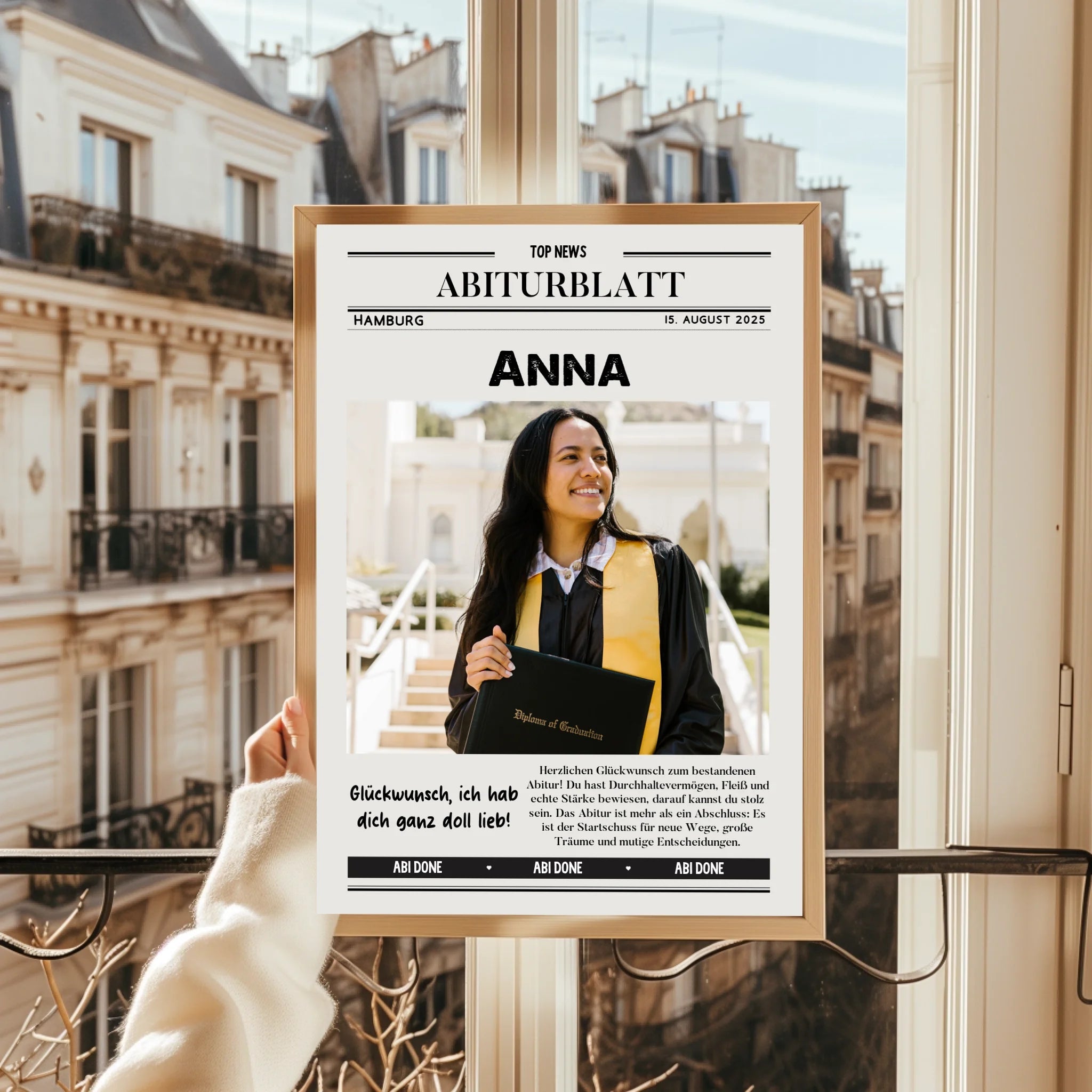 Abitur Geschenk Zeitungsposter mit Glückwünsche - Prinolla