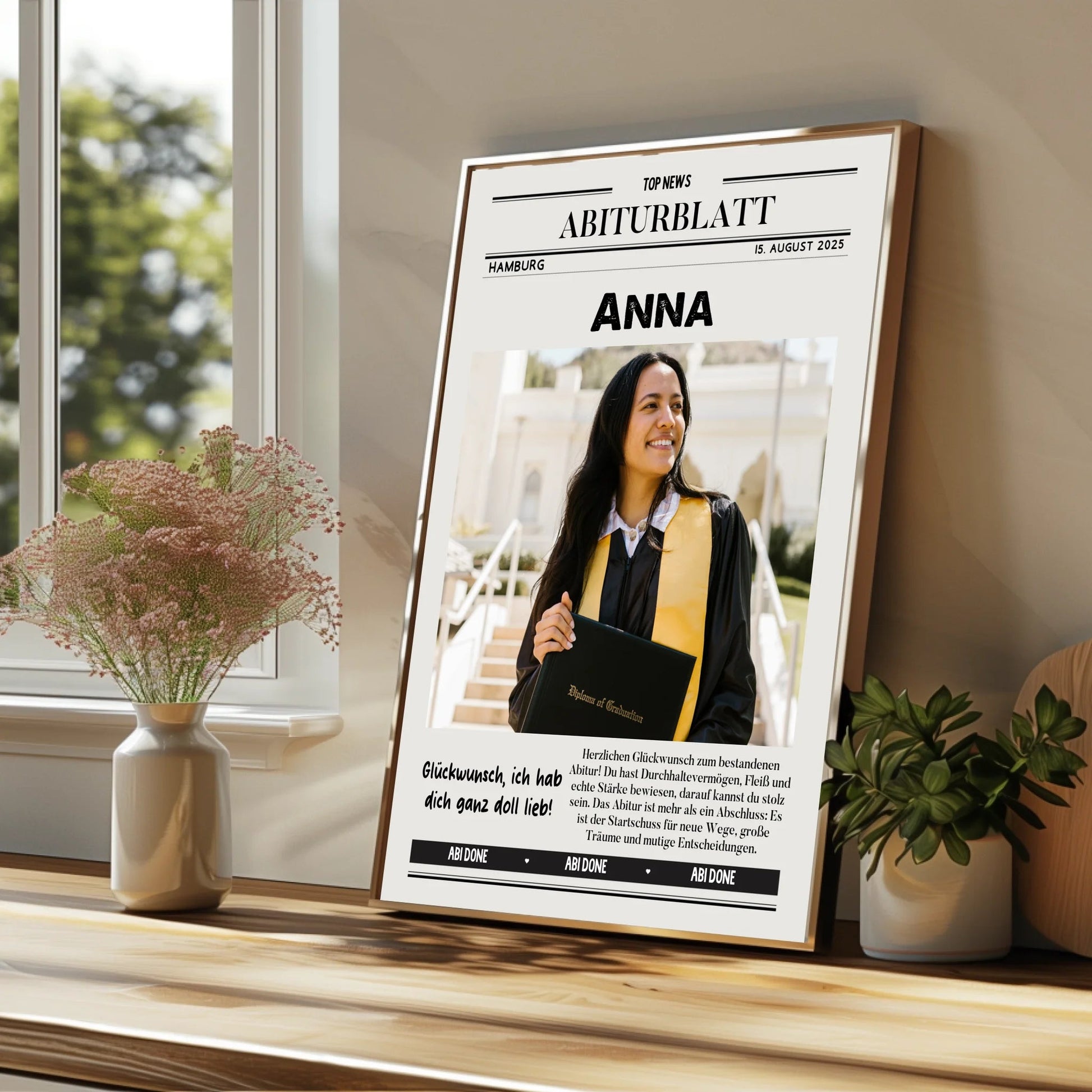 Abitur Geschenk Zeitungsposter mit Glückwünsche - Prinolla