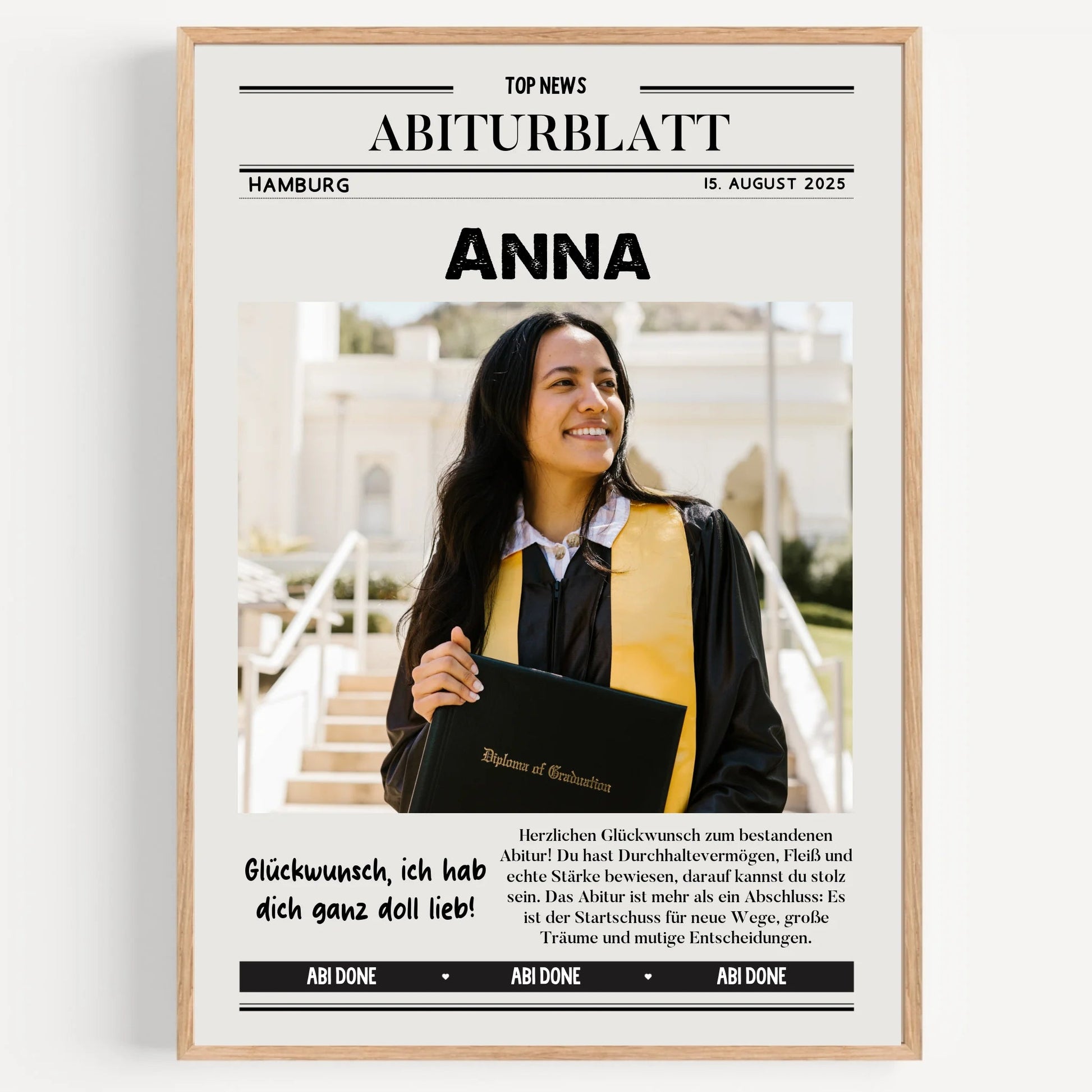 Abitur Geschenk Zeitungsposter mit Glückwünsche - Prinolla