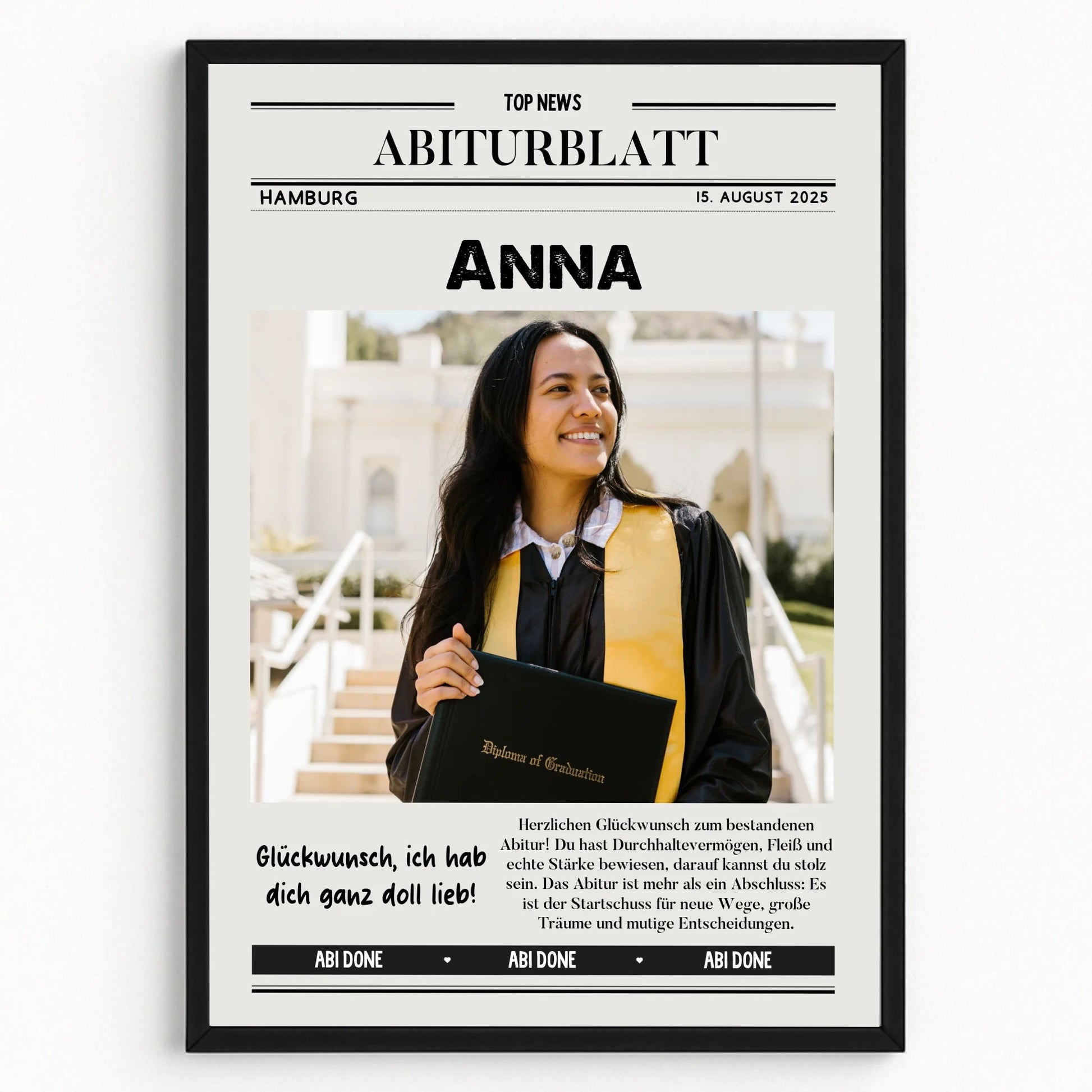 Abitur Geschenk Zeitungsposter mit Glückwünsche - Prinolla