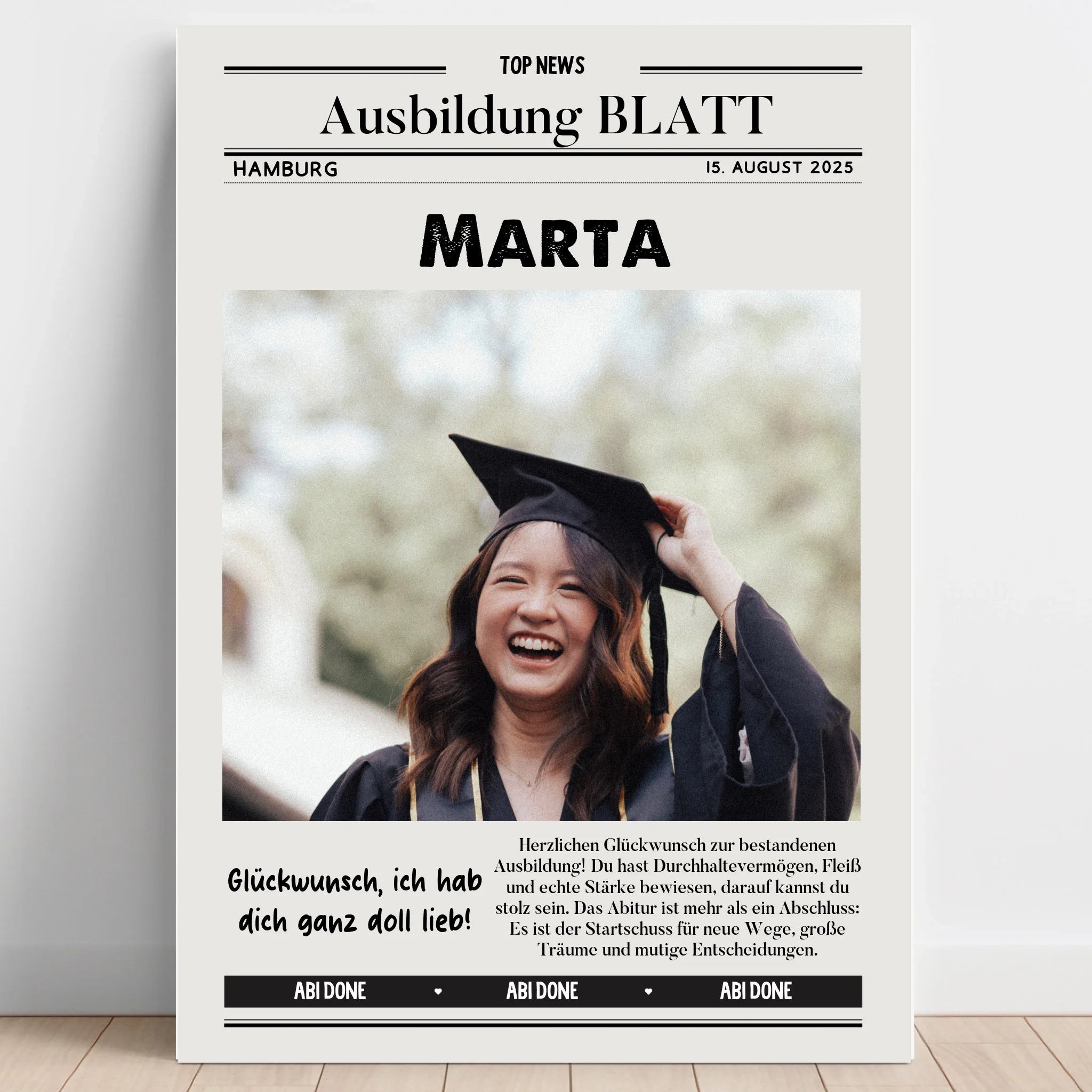 Ausbildung bestanden Geschenk Foto Poster personalisiert - Prinolla