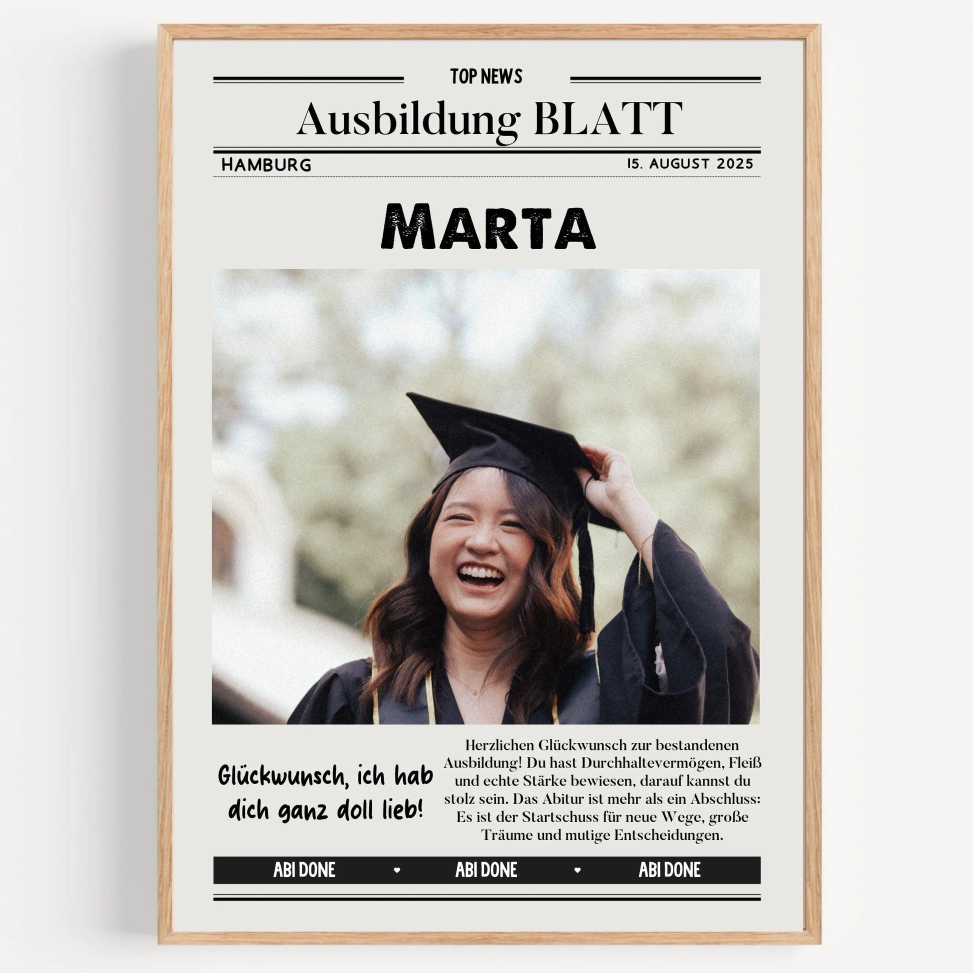 Ausbildung bestanden Geschenk Foto Poster personalisiert - Prinolla