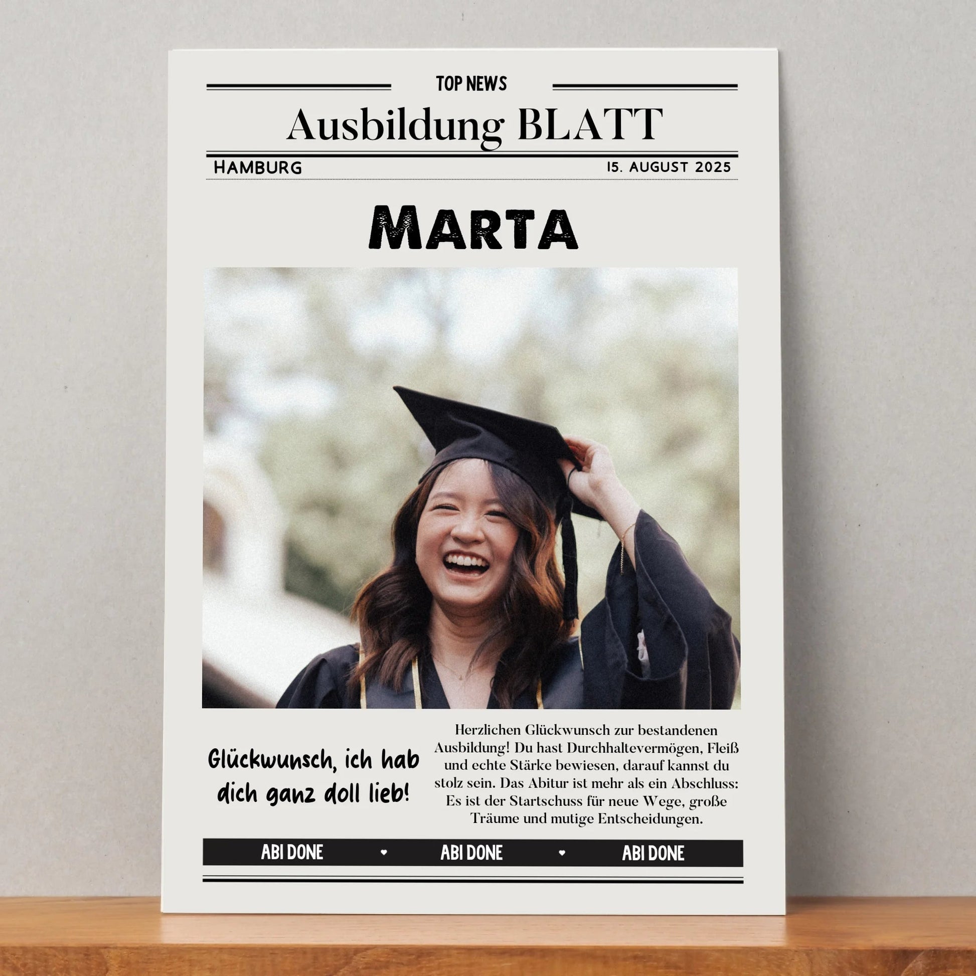 Ausbildung bestanden Geschenk Foto Poster personalisiert - Prinolla