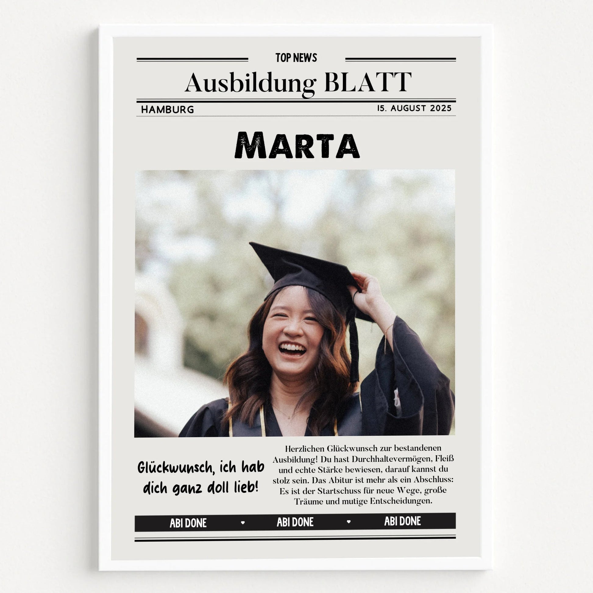 Ausbildung bestanden Geschenk Foto Poster personalisiert - Prinolla