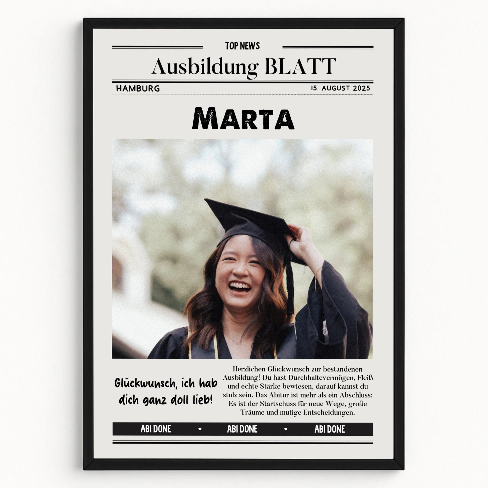 Ausbildung bestanden Geschenk Foto Poster personalisiert - Prinolla