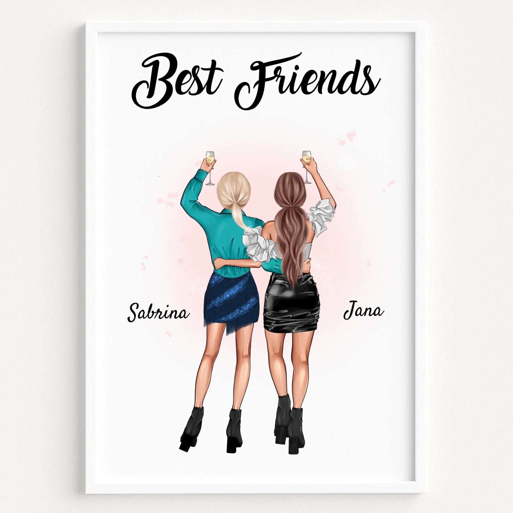 Beste Freunde Frauen Geschenk Poster personalisiert - Prinolla